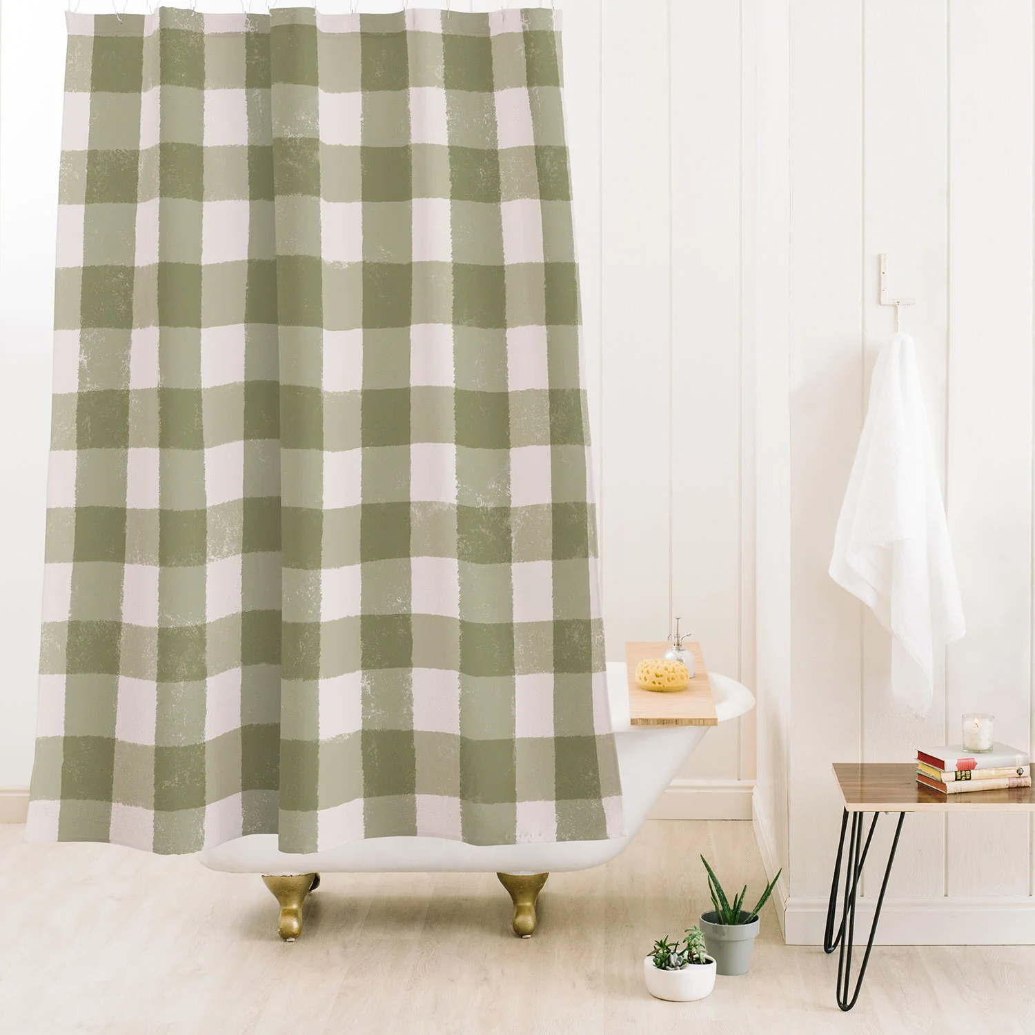 Menina Lisboa Rustic Green Plaid Shower Curtain - Image 2