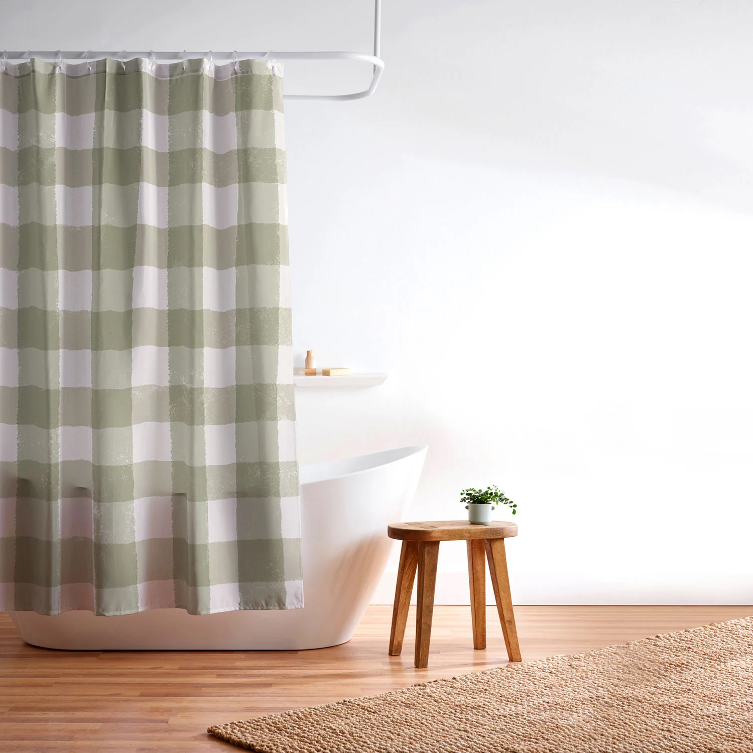 Menina Lisboa Rustic Green Plaid Shower Curtain - Image 3