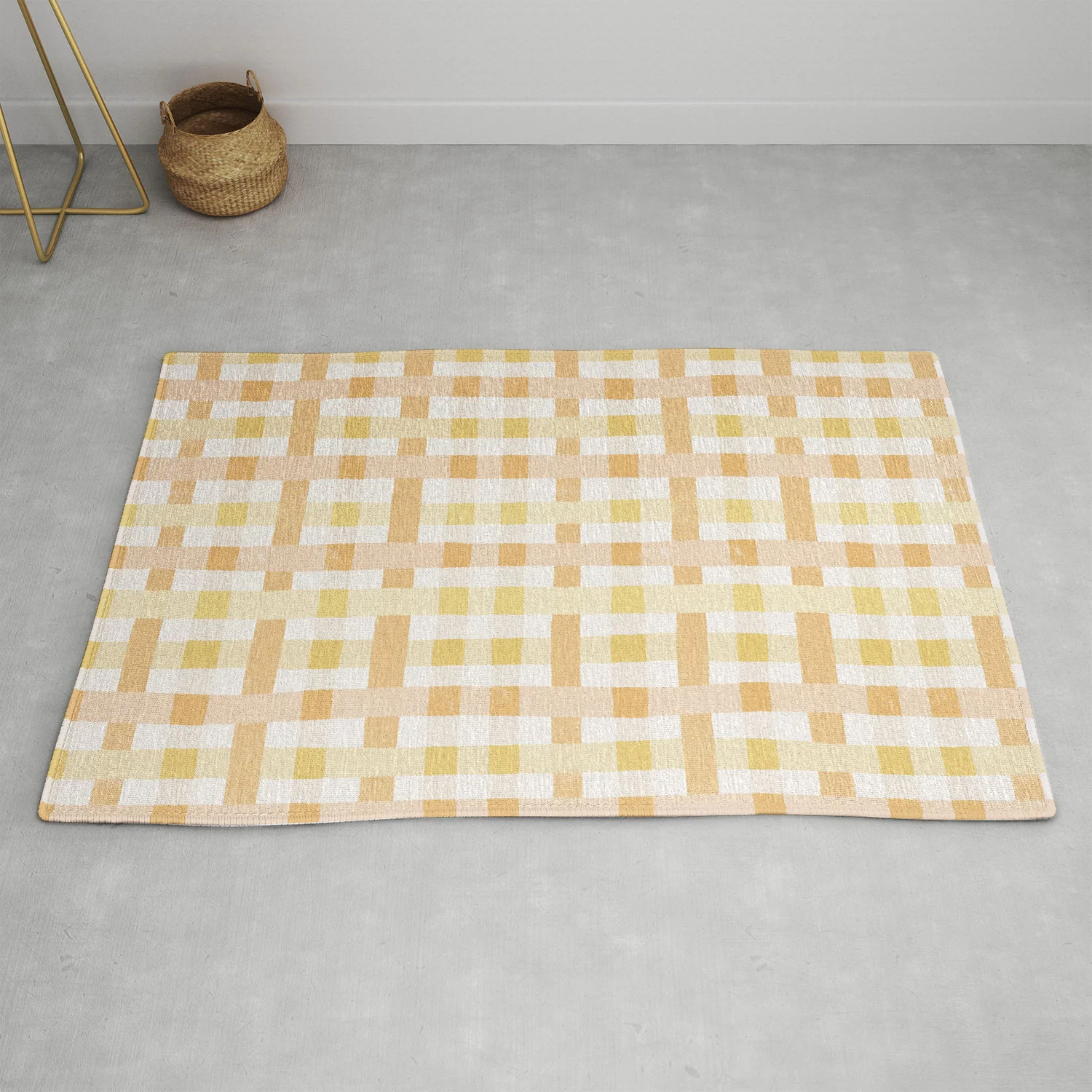 Menina Lisboa Yellow Pink Gingham Area Rug - Image 11
