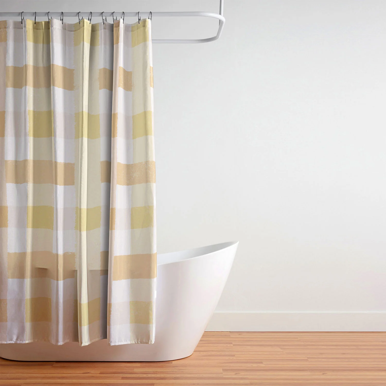 Menina Lisboa Yellow Pink Gingham Shower Curtain - Image 4