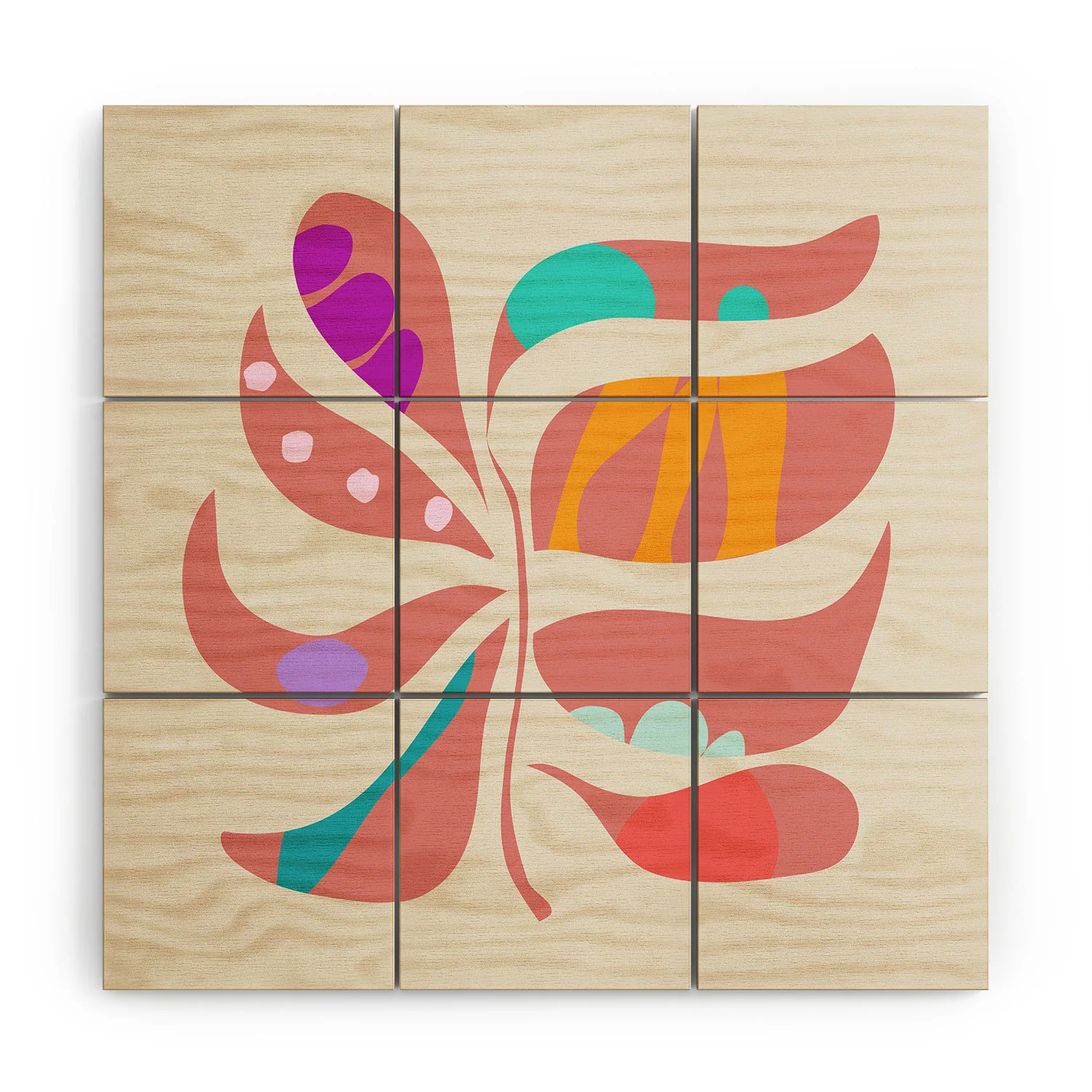 Mirimo Boho Leaf Wood Wall Mural - Image 2