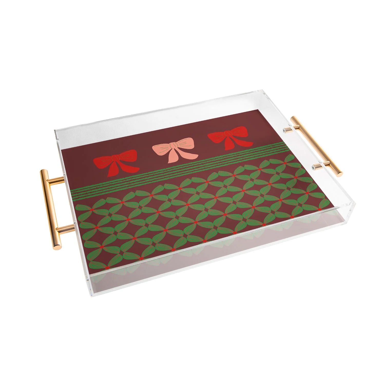 Mirimo Bows and Christmas Greens Acrylic Tray