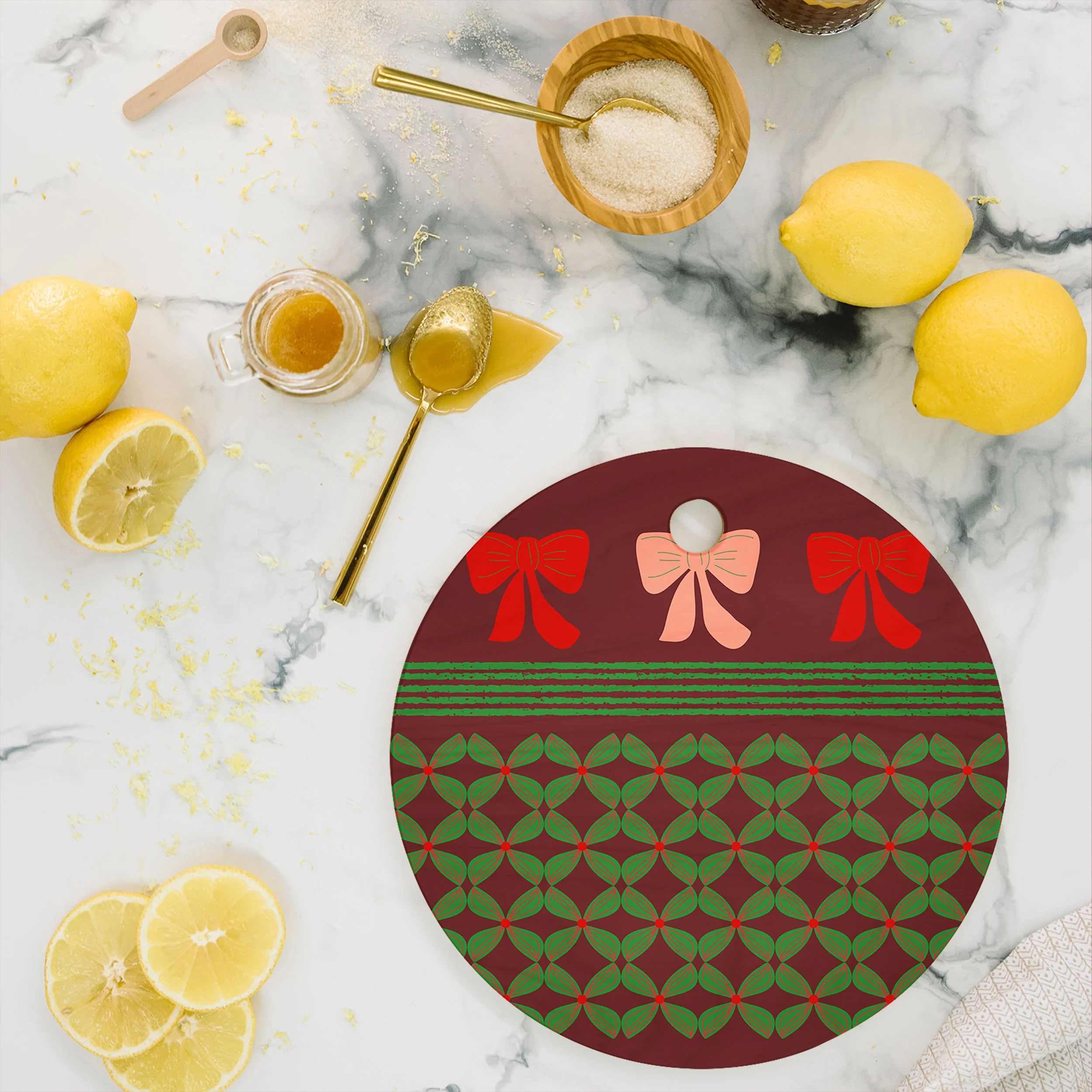 Mirimo Bows and Christmas Greens Cutting Board Round - Image 2
