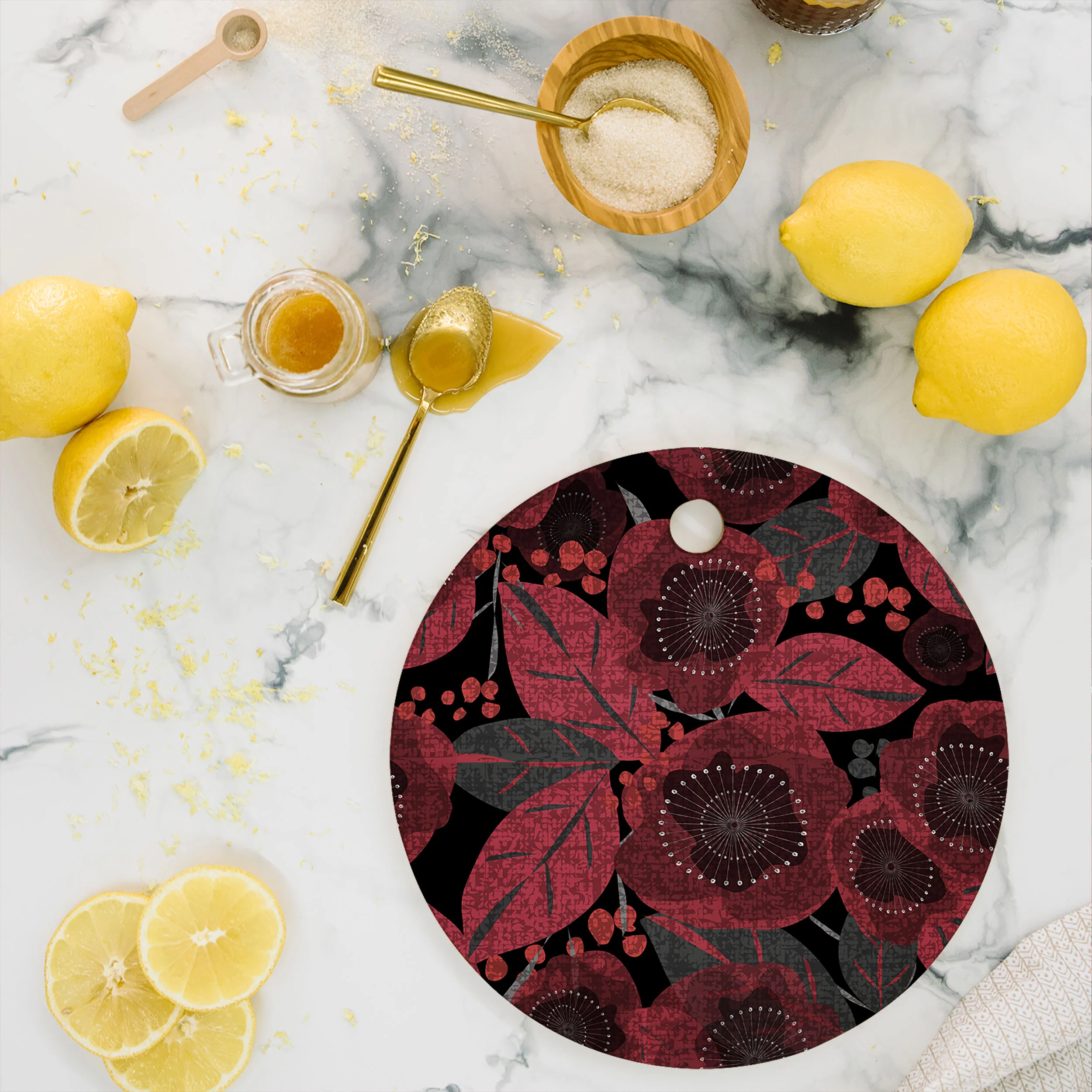 Mirimo Dark Red Romance Cutting Board Round - Image 2