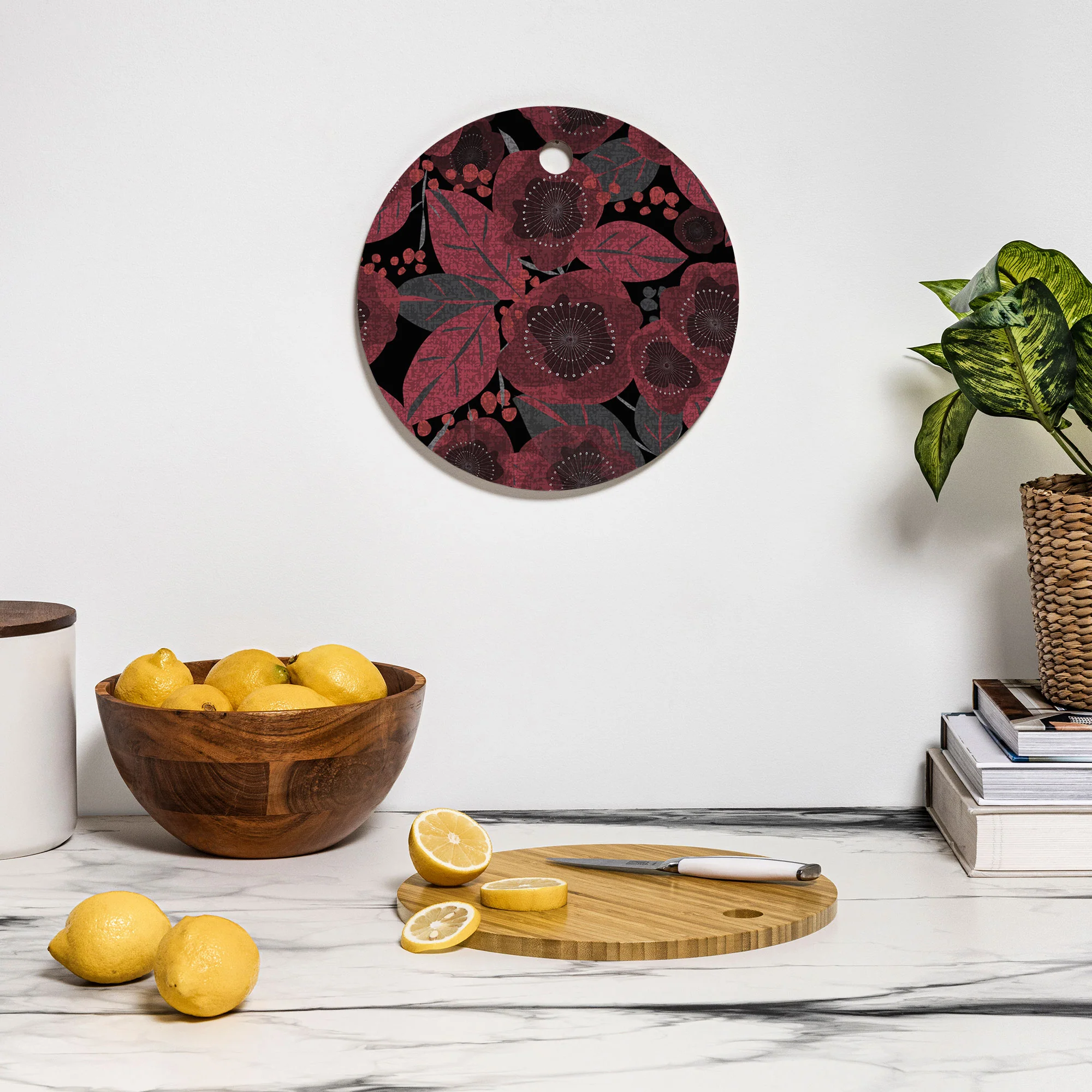 Mirimo Dark Red Romance Cutting Board Round - Image 3