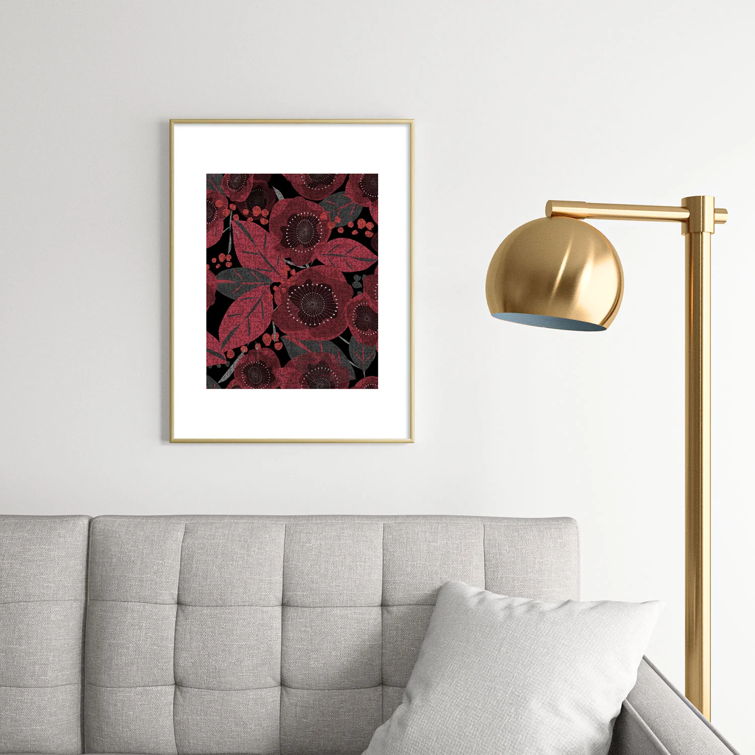 Mirimo Dark Red Romance Metal Framed Art Print - Image 26