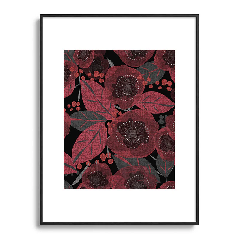Mirimo Dark Red Romance Metal Framed Art Print - Image 33