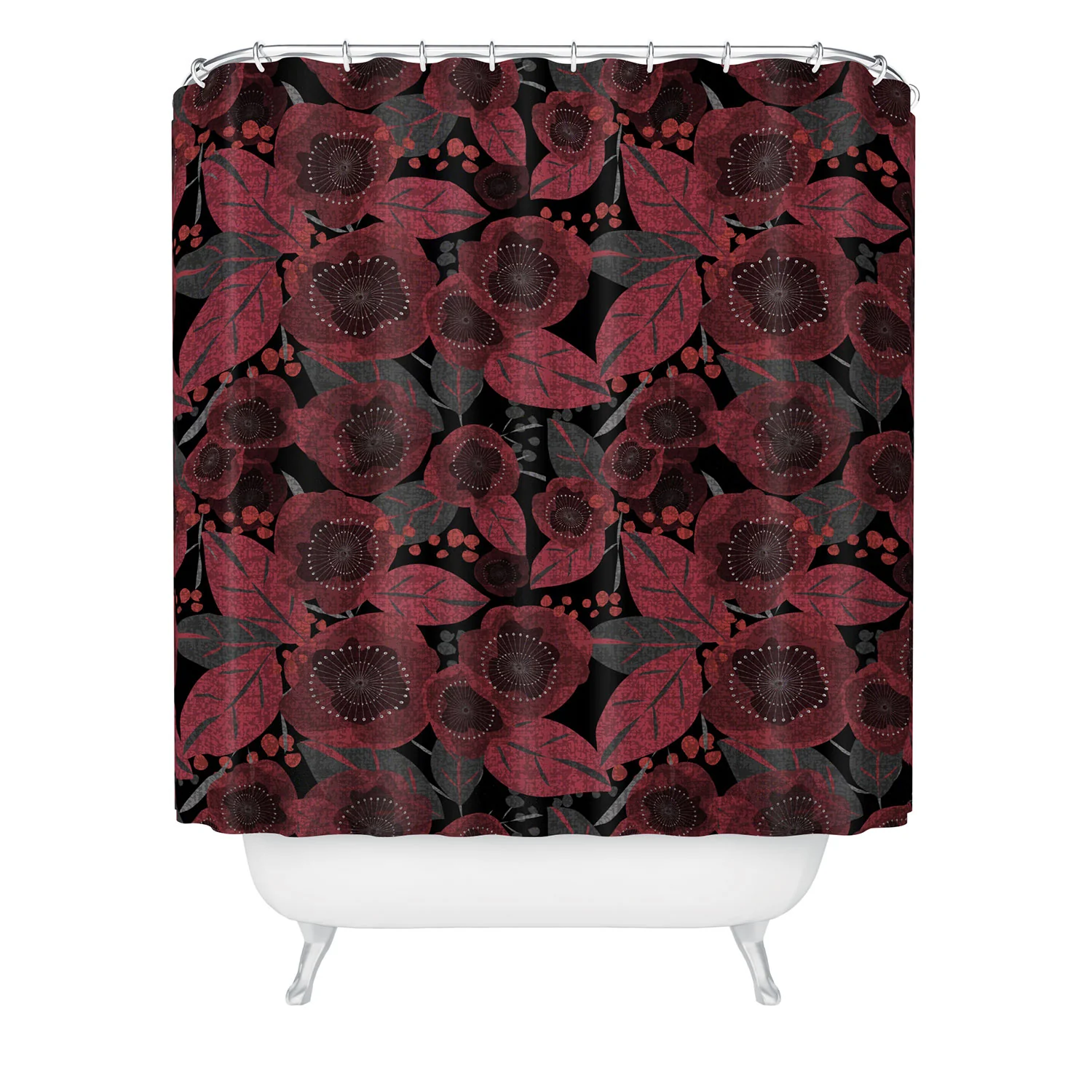 Mirimo Dark Red Romance Shower Curtain