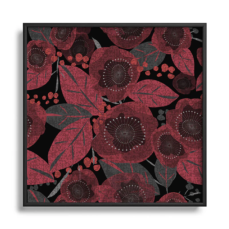 Mirimo Dark Red Romance Square Metal Framed Art Print - Image 9