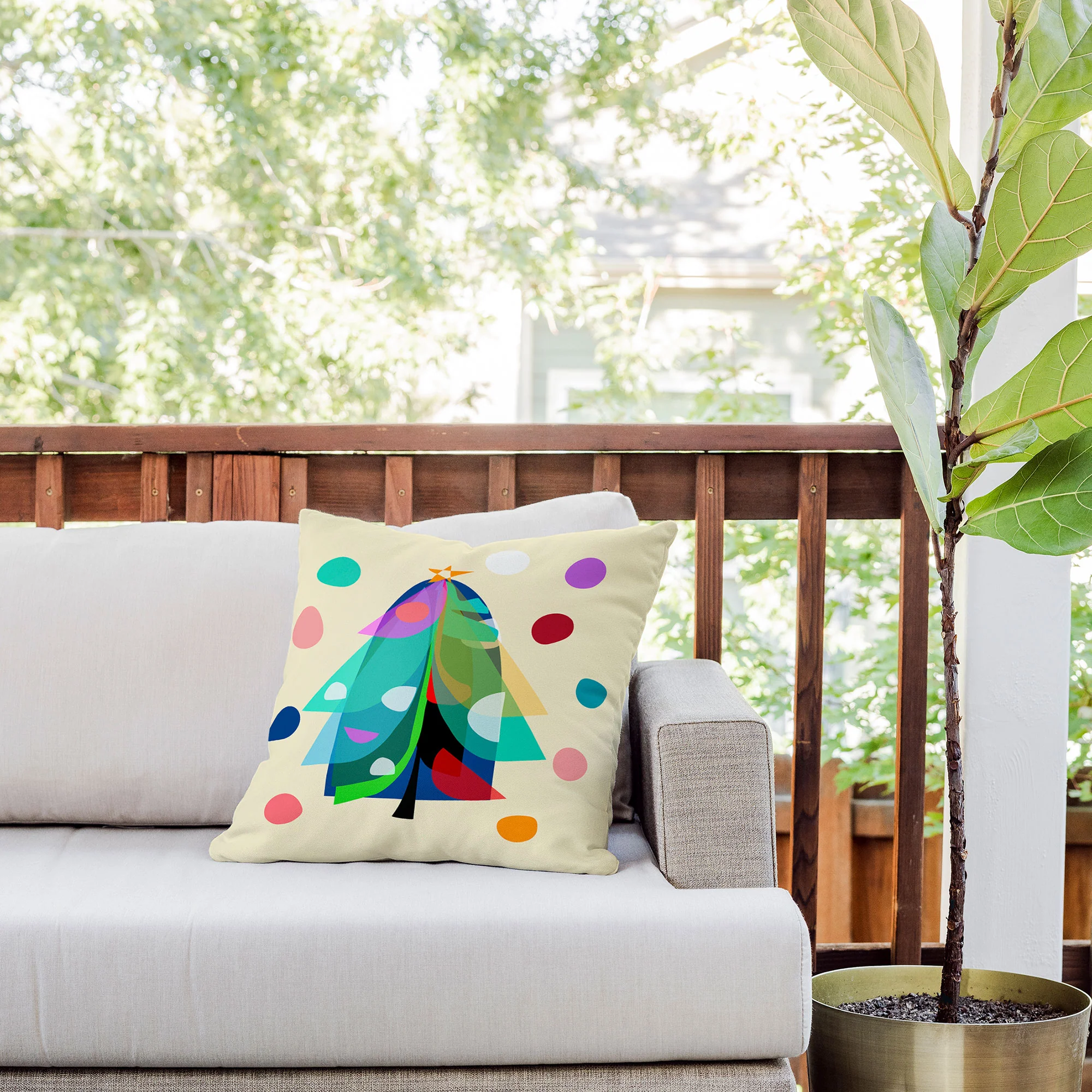 Mirimo Decorated Tree Outdoor Throw Pillow - Image 6