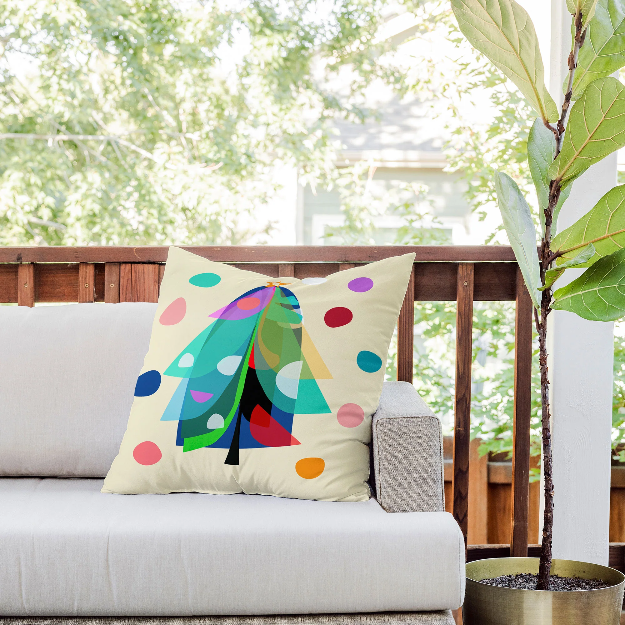 Mirimo Decorated Tree Outdoor Throw Pillow - Image 7