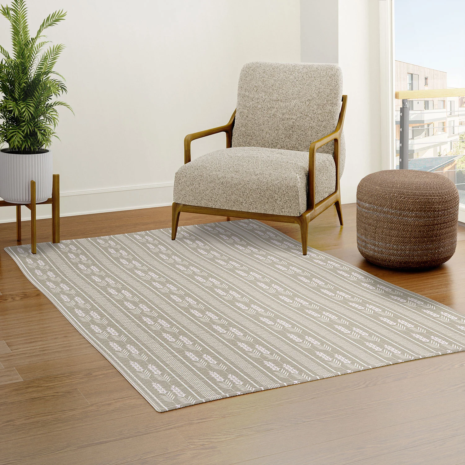 Mirimo Lavender Striped neutral Area Rug - Image 13