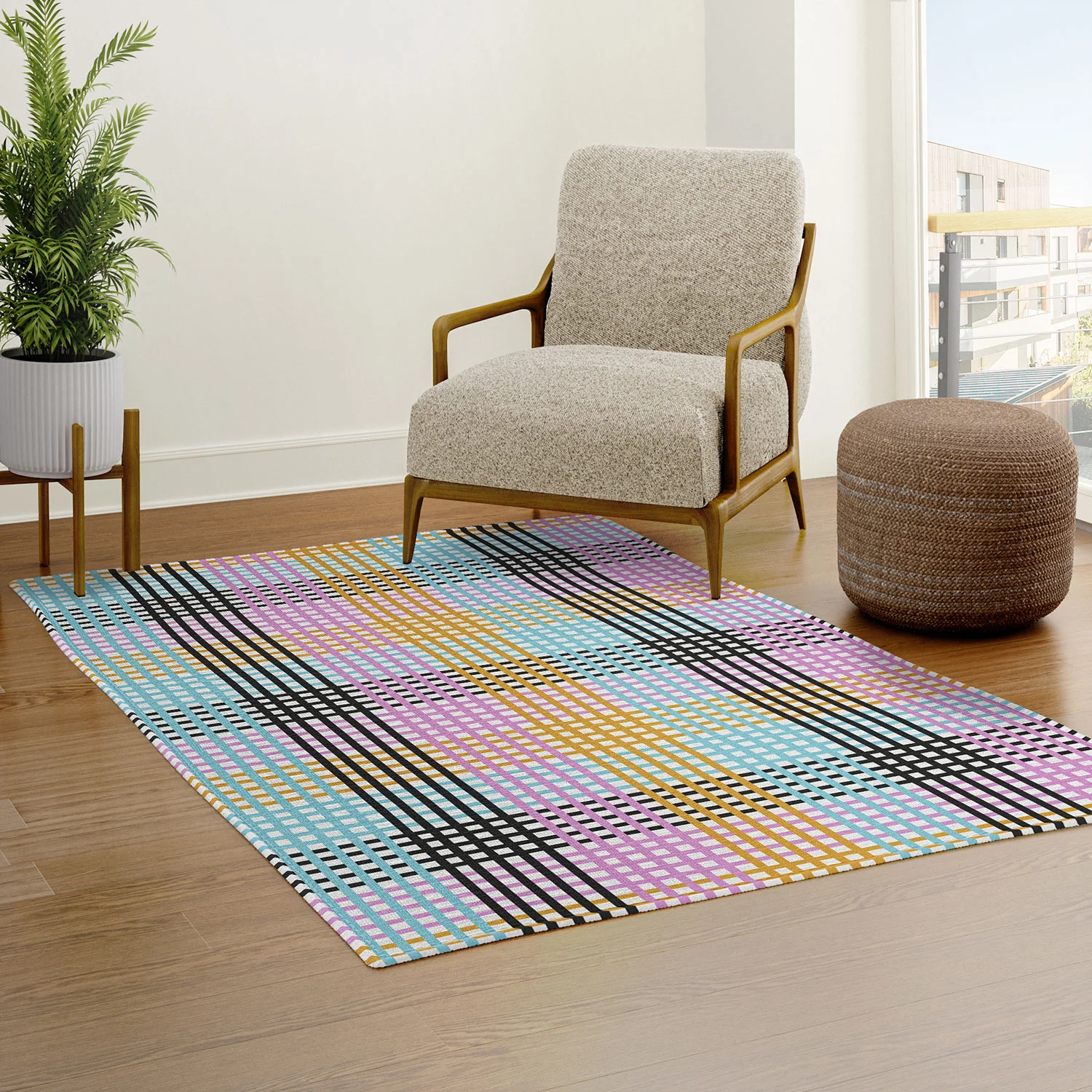 Mirimo Multicolor Gingham Grid Area Rug - Image 13