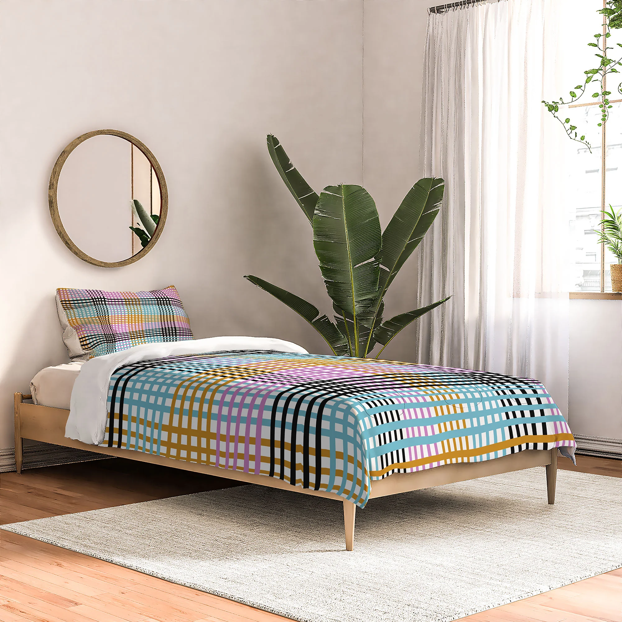 Mirimo Multicolor Gingham Grid Comforter - Image 5