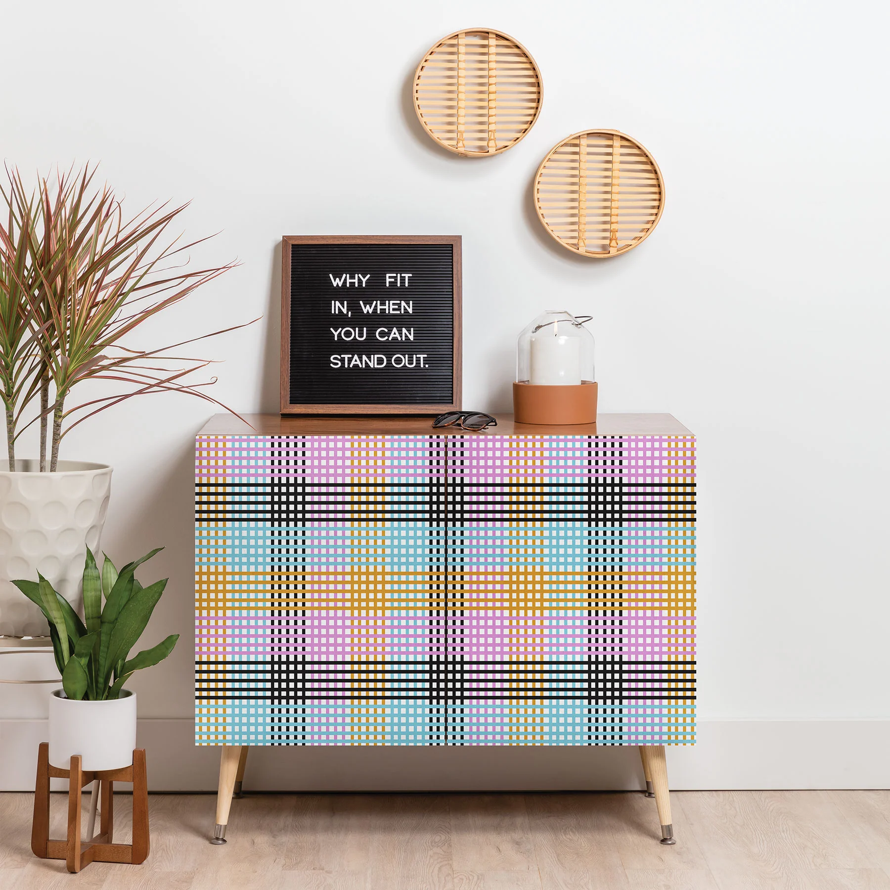 Mirimo Multicolor Gingham Grid Credenza - Image 15