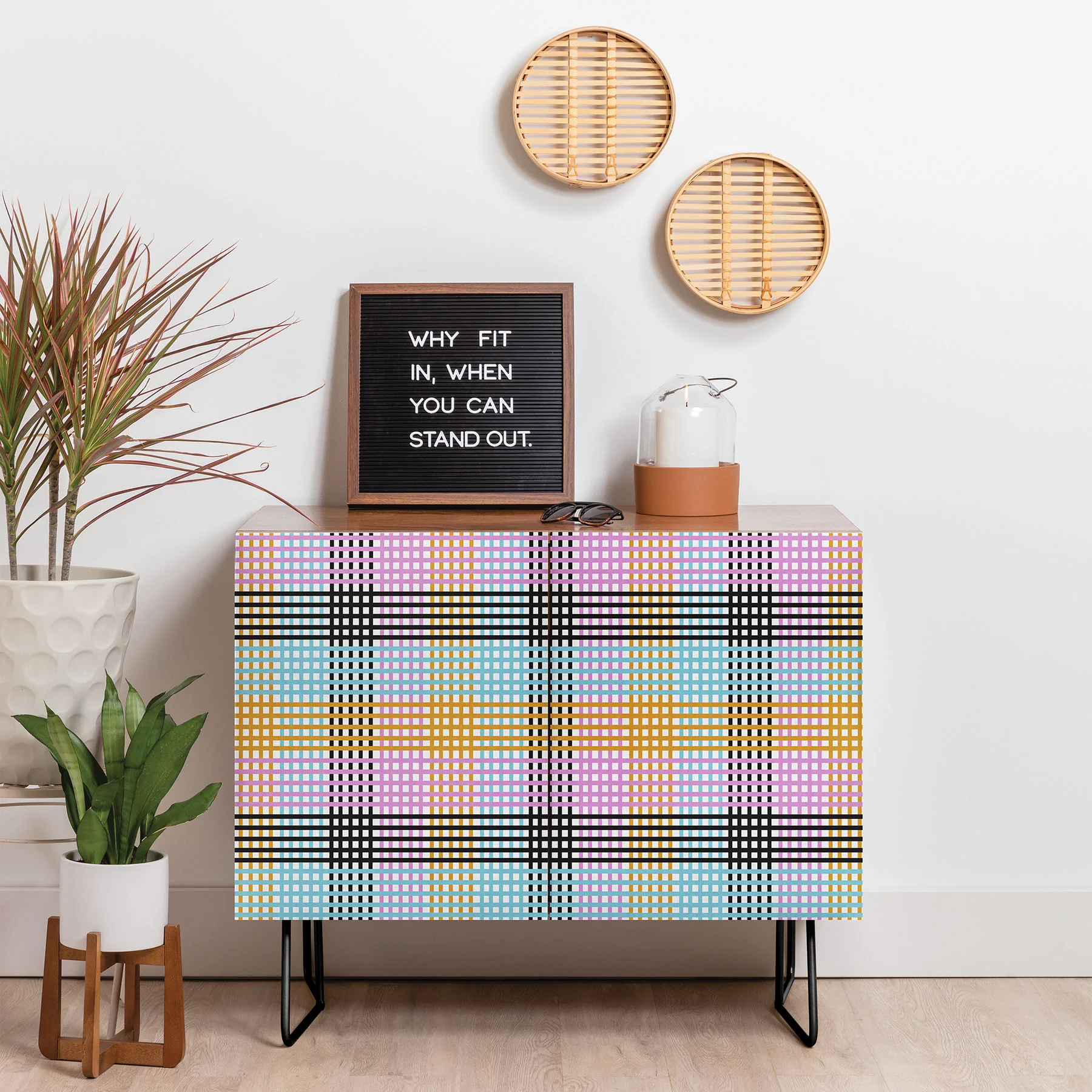 Mirimo Multicolor Gingham Grid Credenza - Image 6