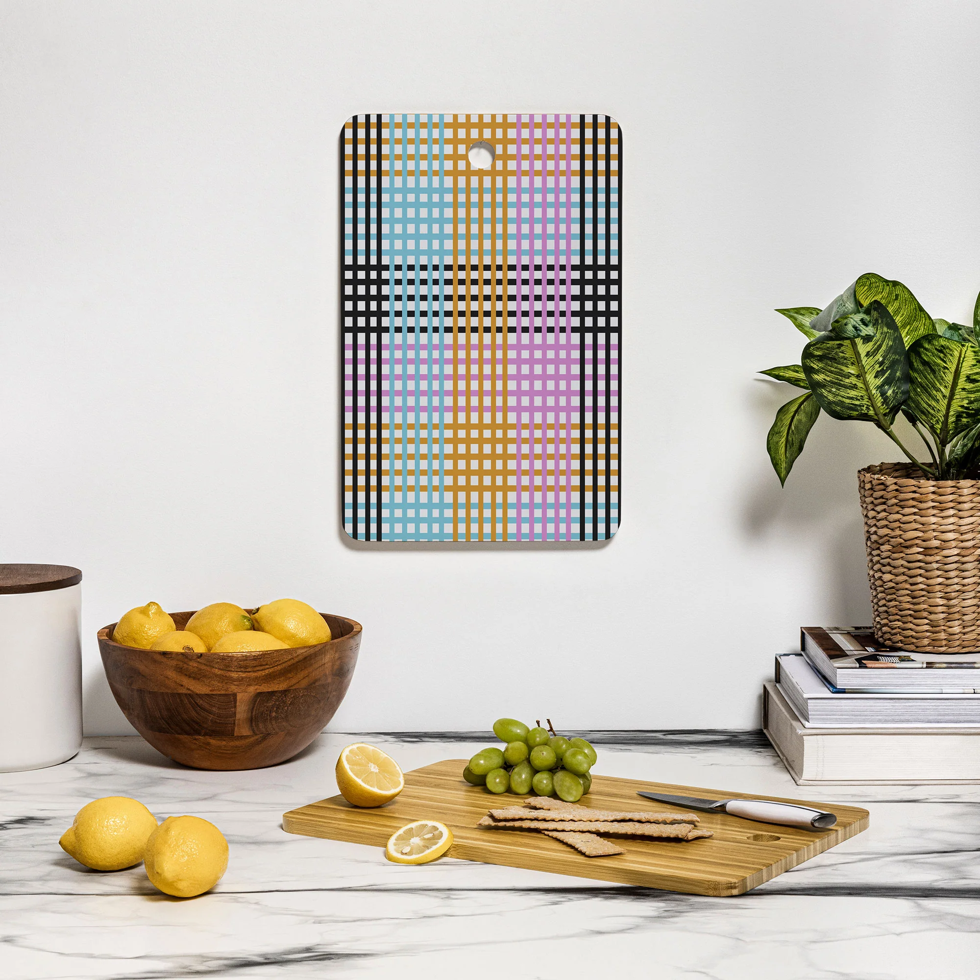 Mirimo Multicolor Gingham Grid Cutting Board Rectangle - Image 3