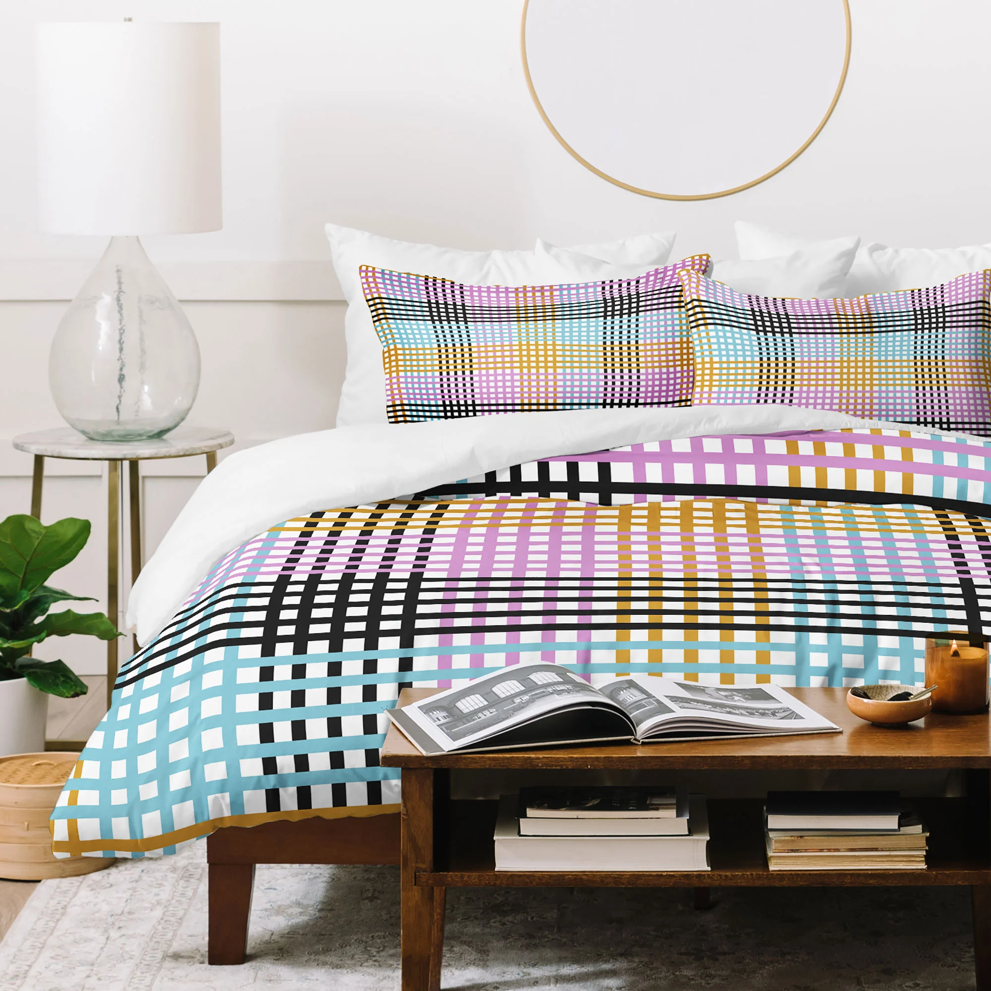 Mirimo Multicolor Gingham Grid Duvet Cover - Image 43