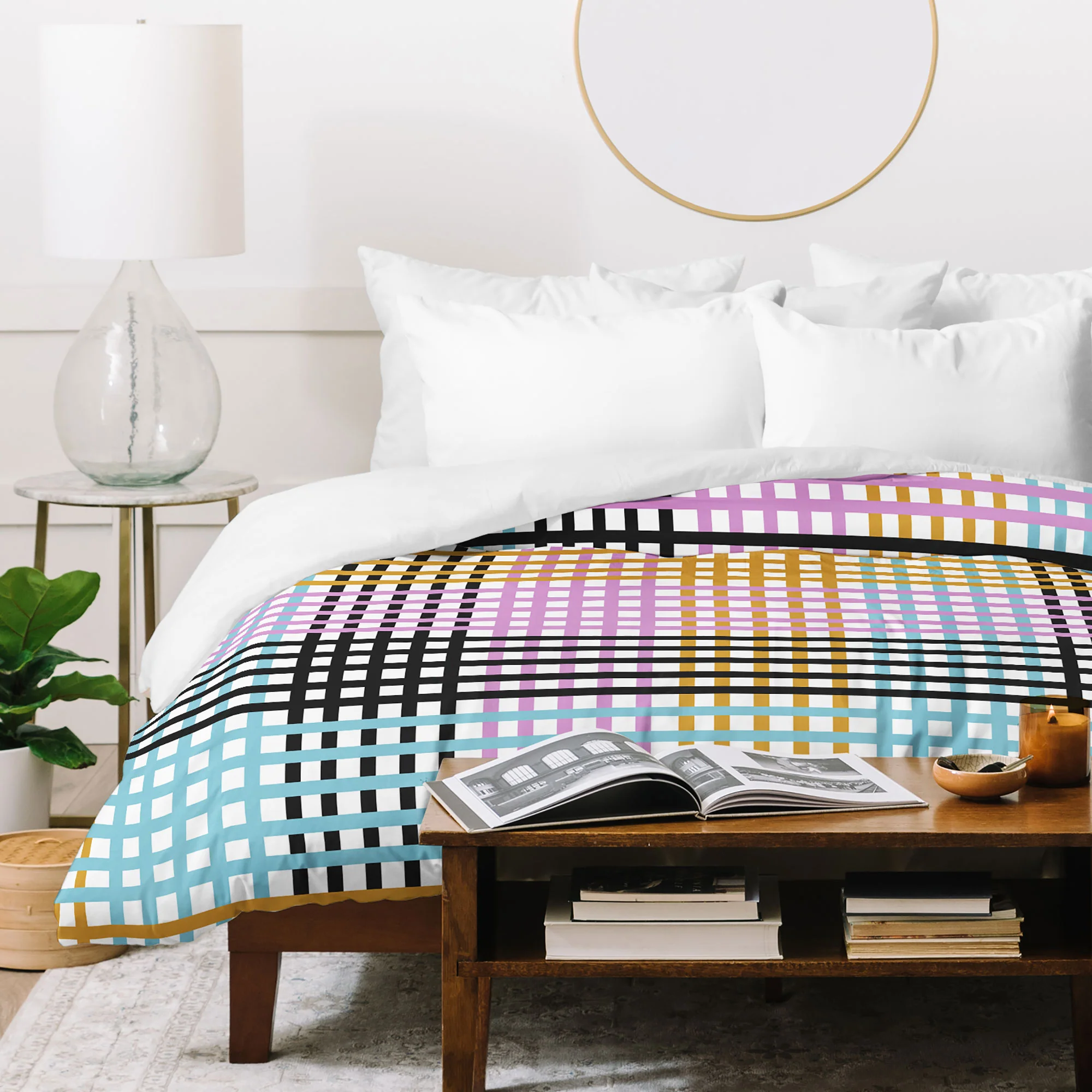 Mirimo Multicolor Gingham Grid Duvet Cover - Image 7