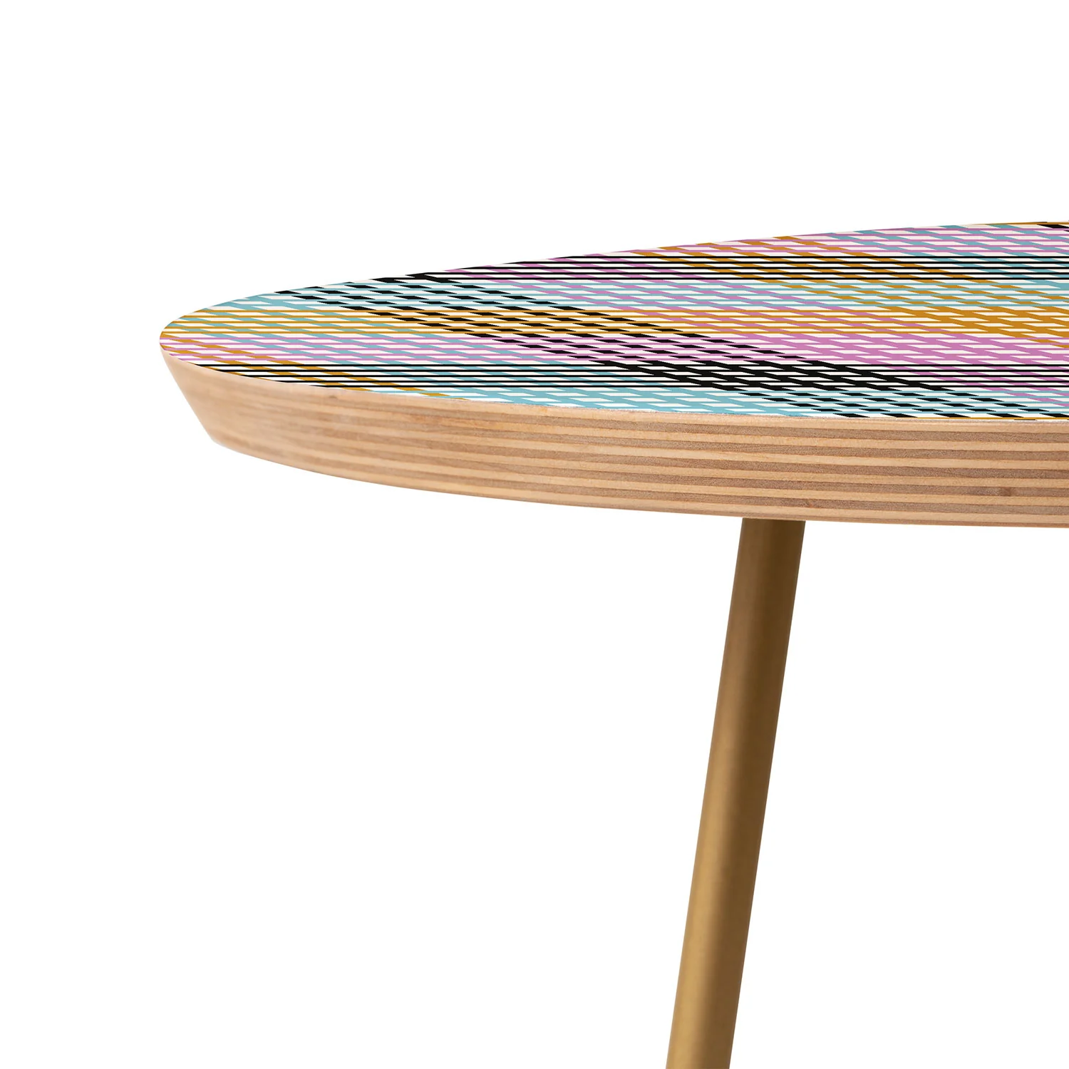 Mirimo Multicolor Gingham Grid Round Side Table - Image 5