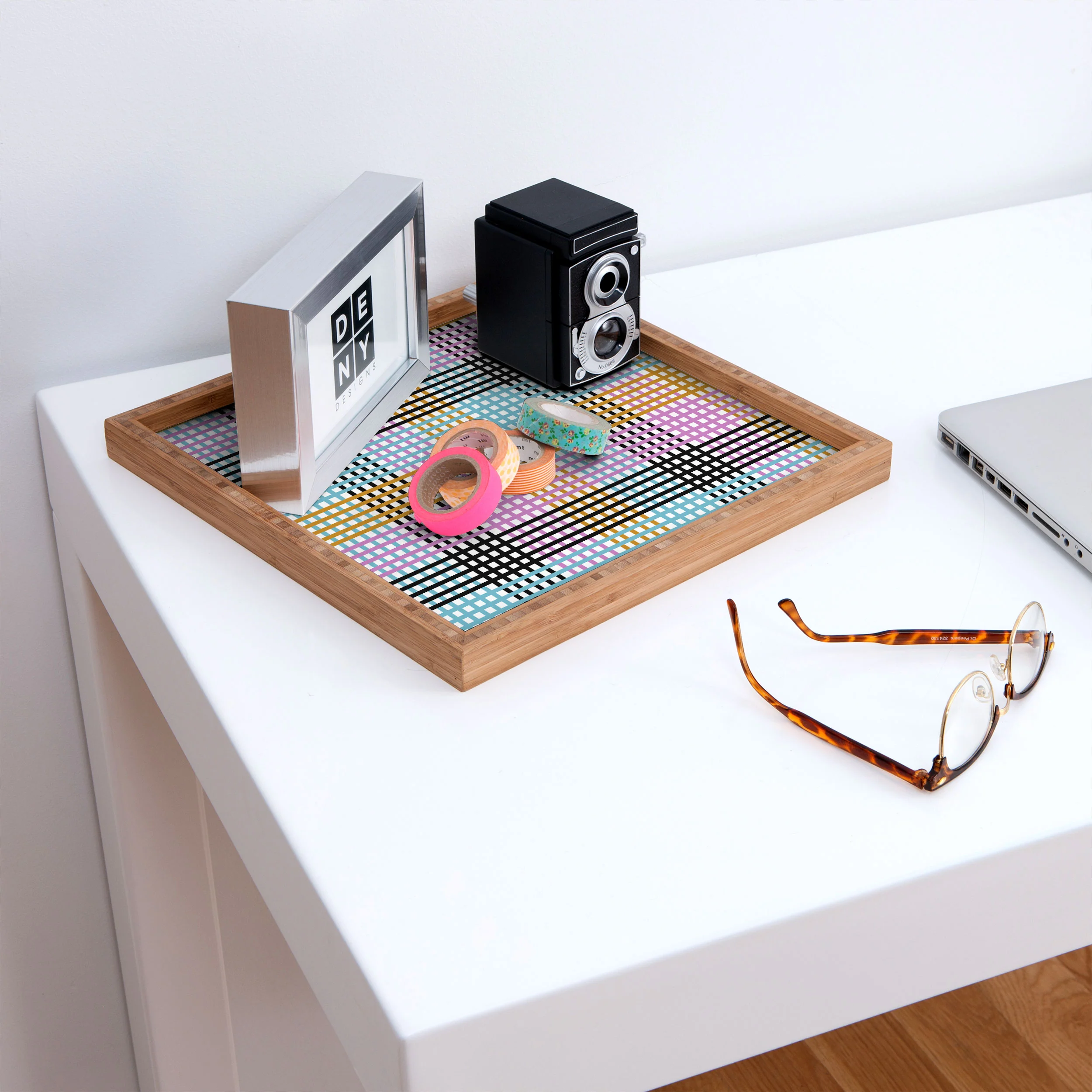Mirimo Multicolor Gingham Grid Square Tray - Image 2