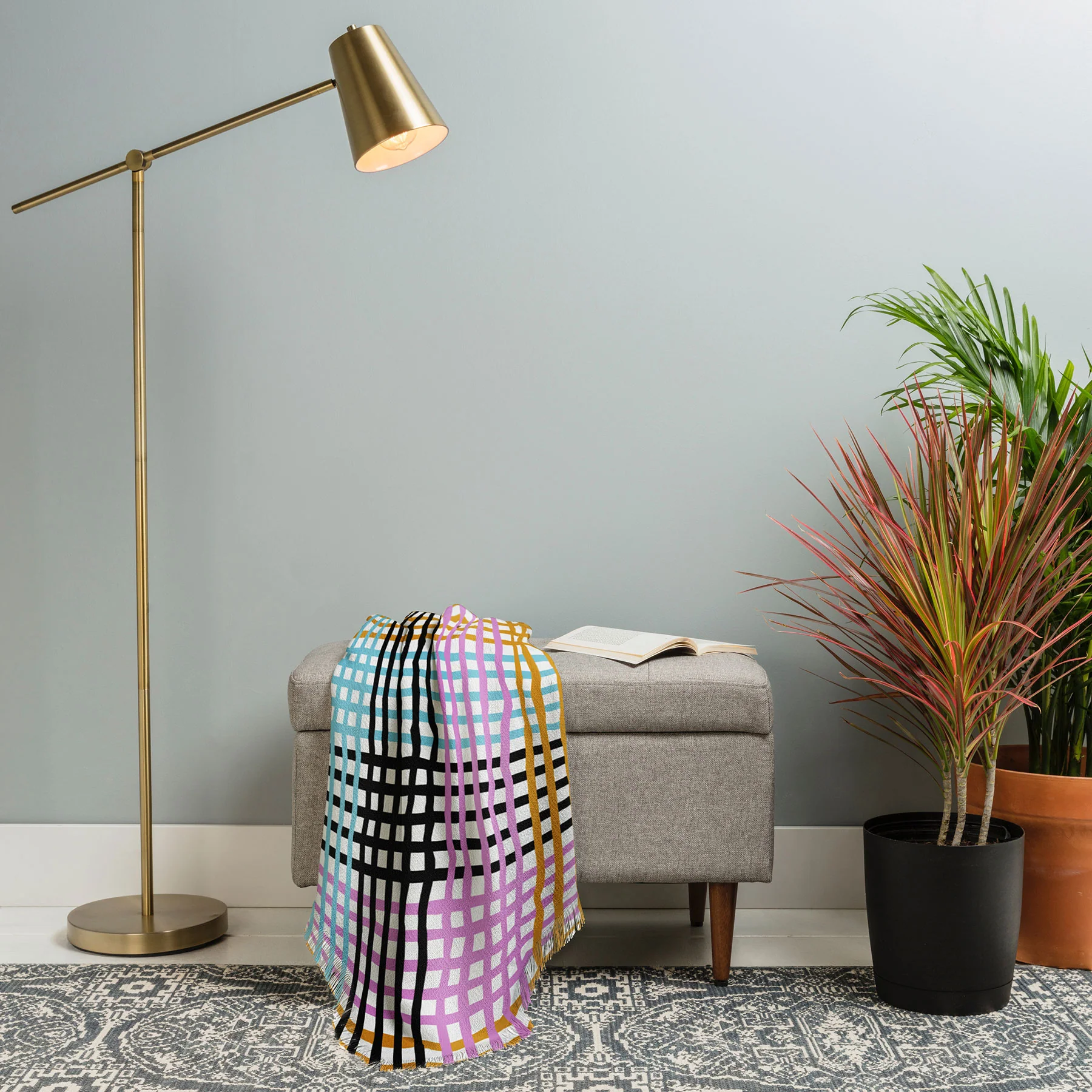 Mirimo Multicolor Gingham Grid Throw Blanket - Image 7