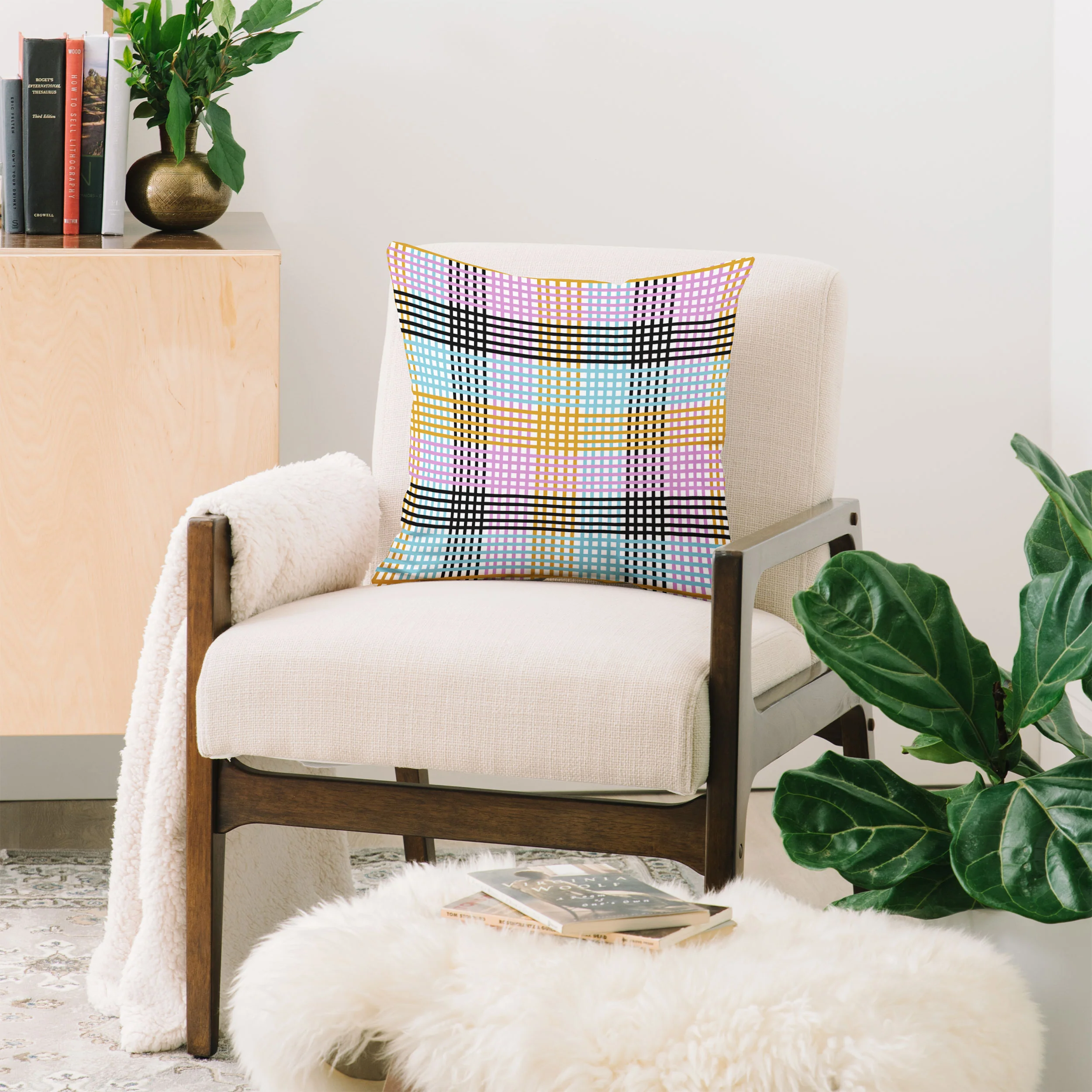 Mirimo Multicolor Gingham Grid Throw Pillow - Image 2