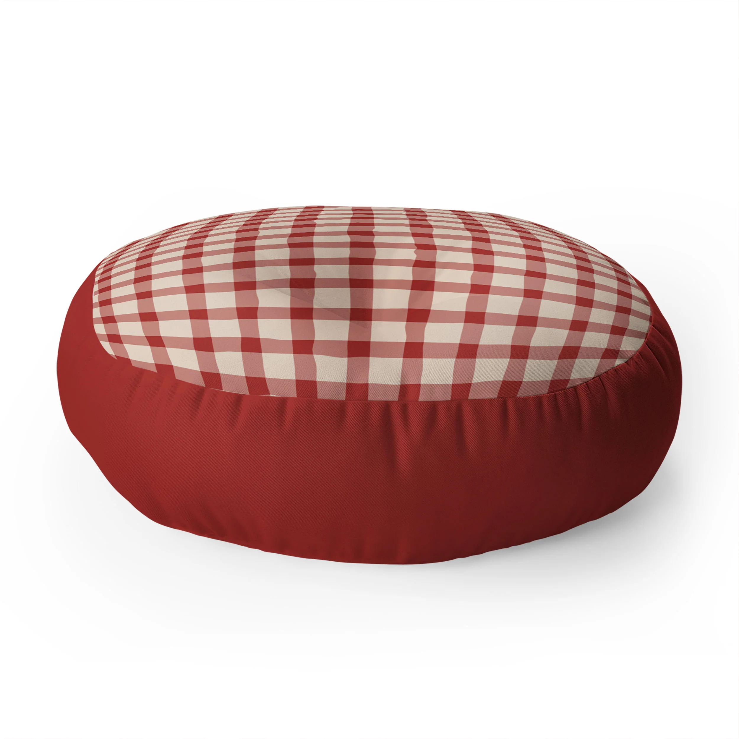 Mirimo Organic Gingham Red Floor Pillow Round