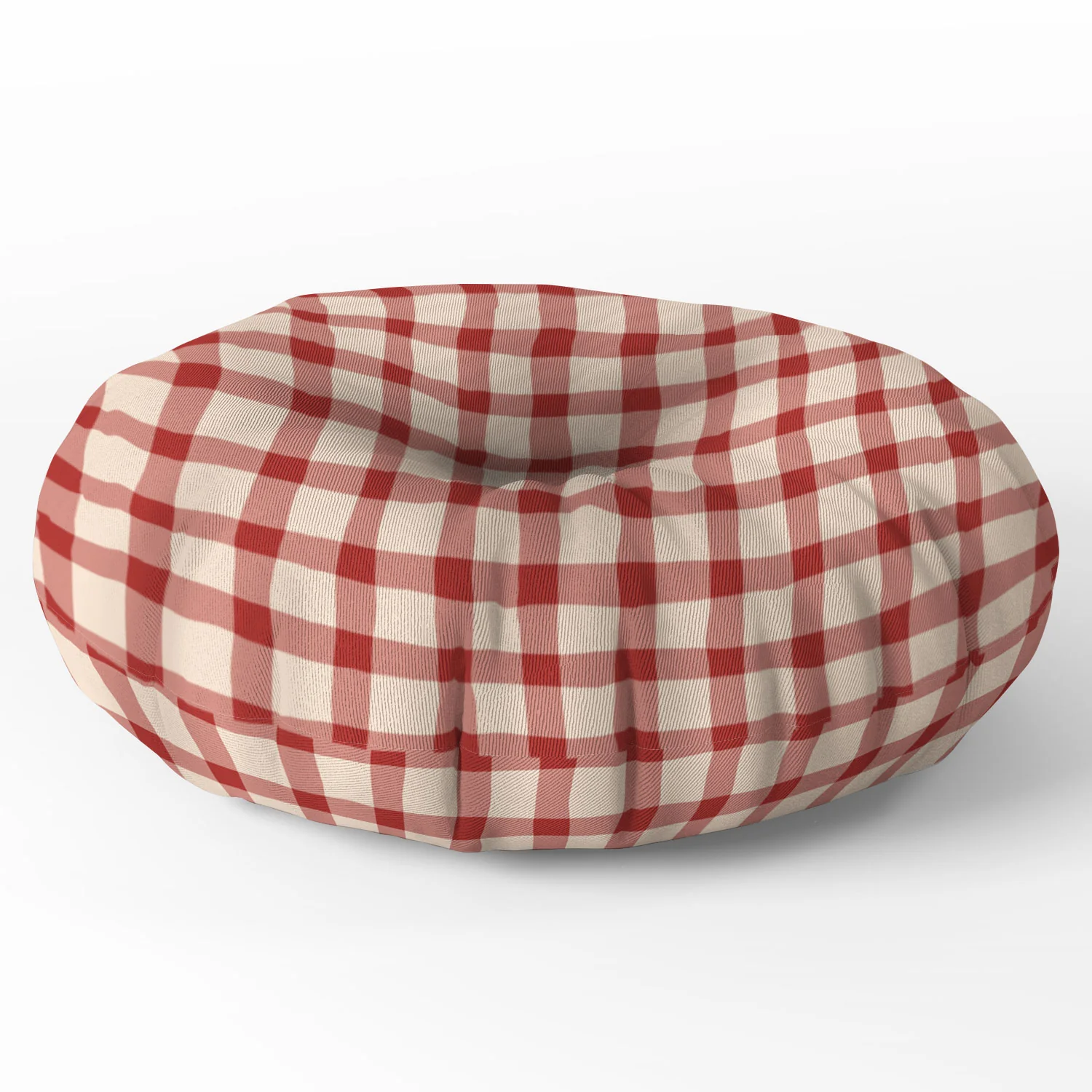 Mirimo Organic Gingham Red Floor Pillow Round - Image 3