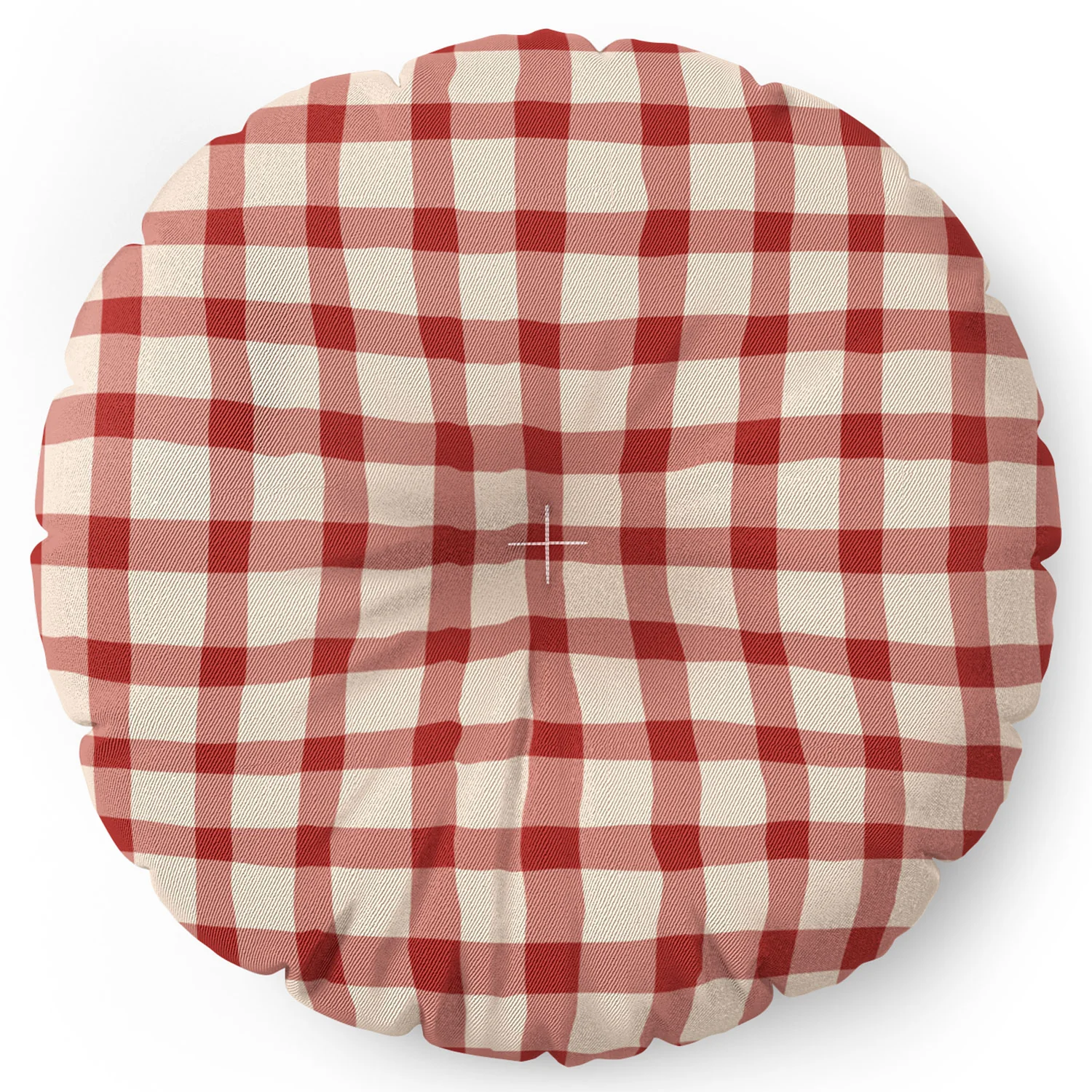 Mirimo Organic Gingham Red Floor Pillow Round - Image 4