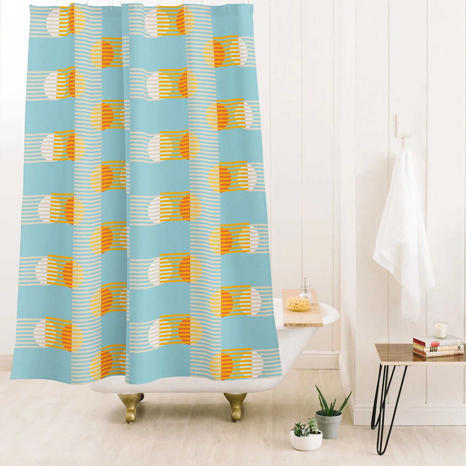 Mirimo Sun and Moon Grid Shower Curtain - Image 2