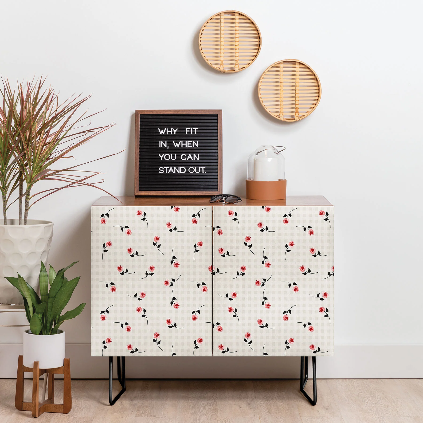 Mirimo Tiny roses on gingham Credenza - Image 6
