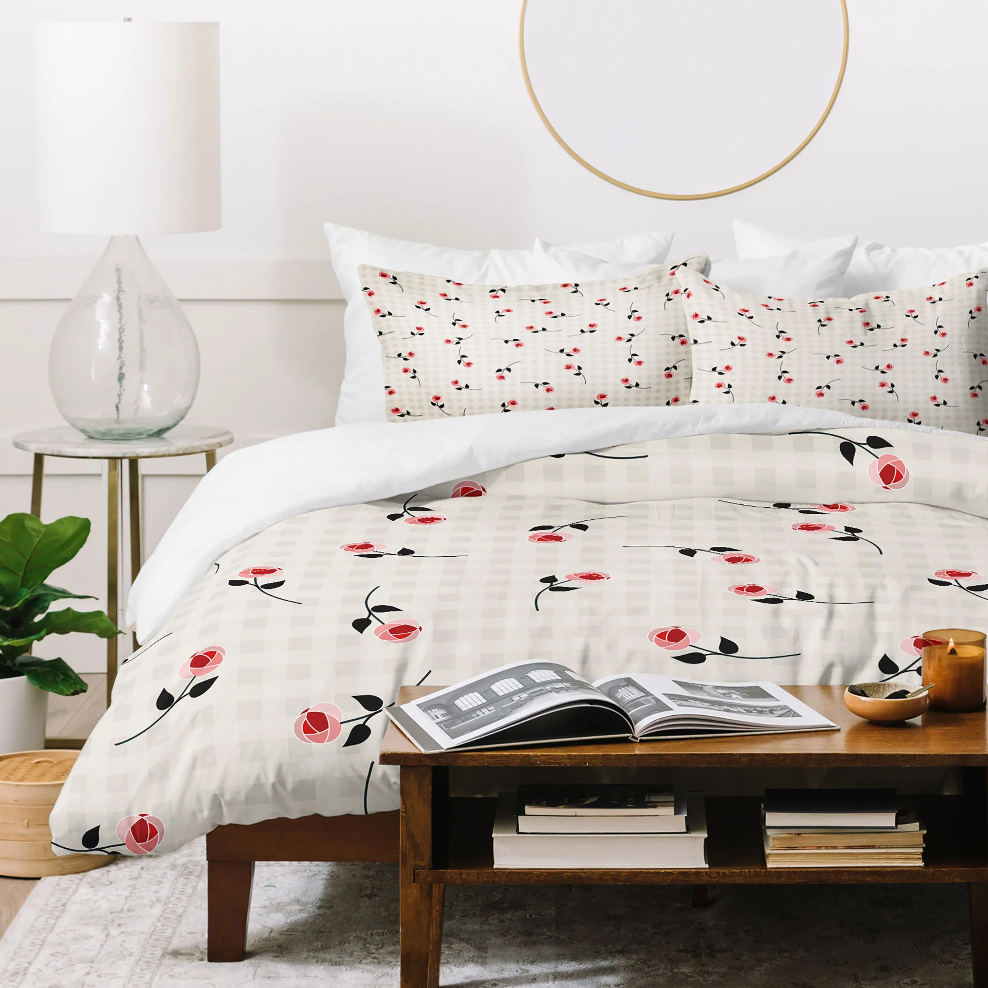 Mirimo Tiny roses on gingham Duvet Cover - Image 59