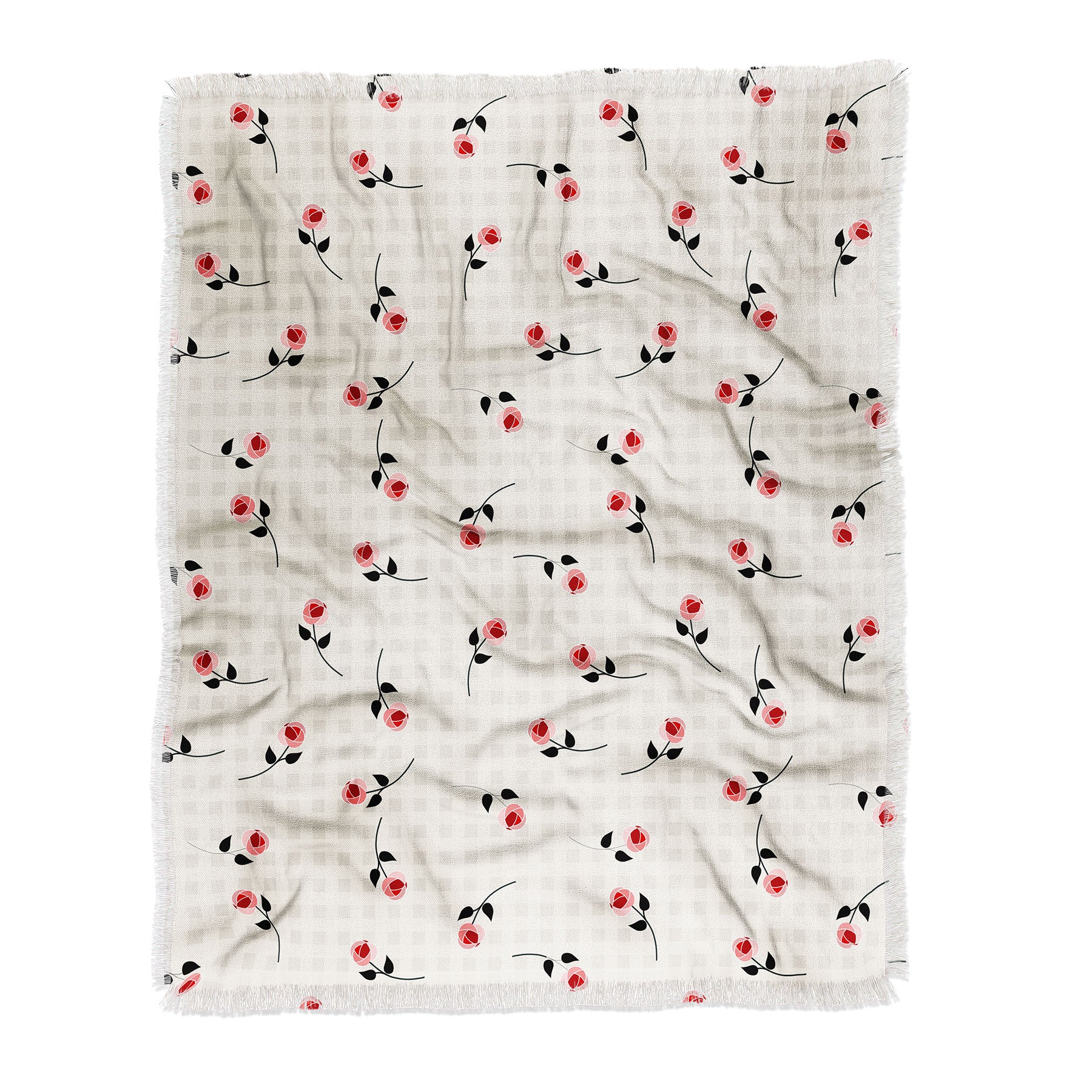 Mirimo Tiny roses on gingham Throw Blanket - Image 6