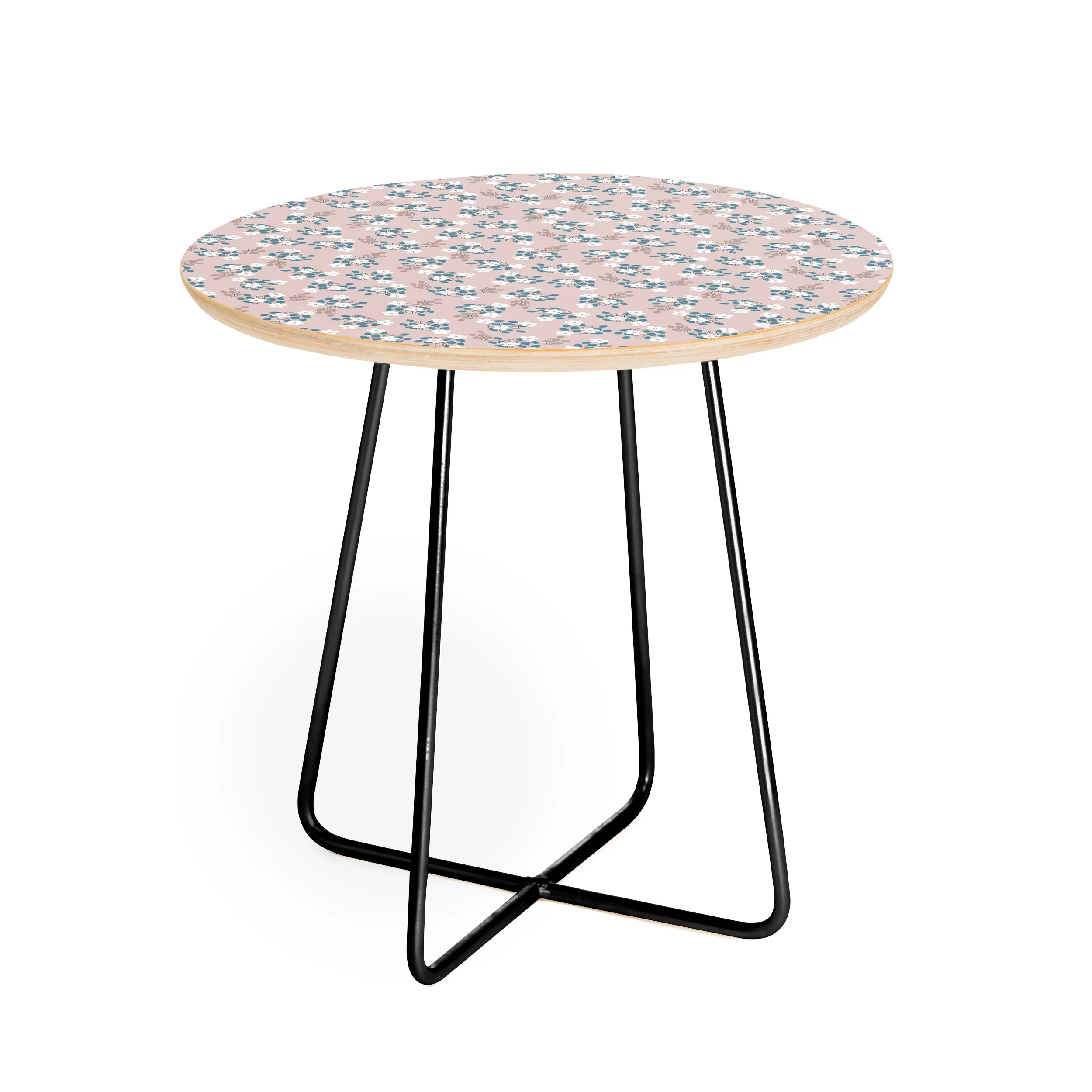 Mirimo Tiny White Flowers Round Side Table - Image 2
