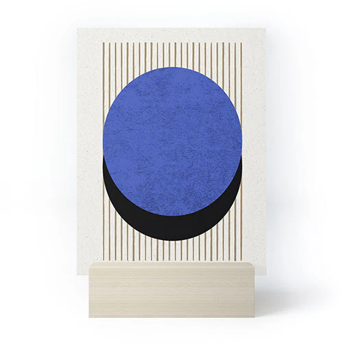 MoonlightPrint Circle Blue Stripes Mini Art Print