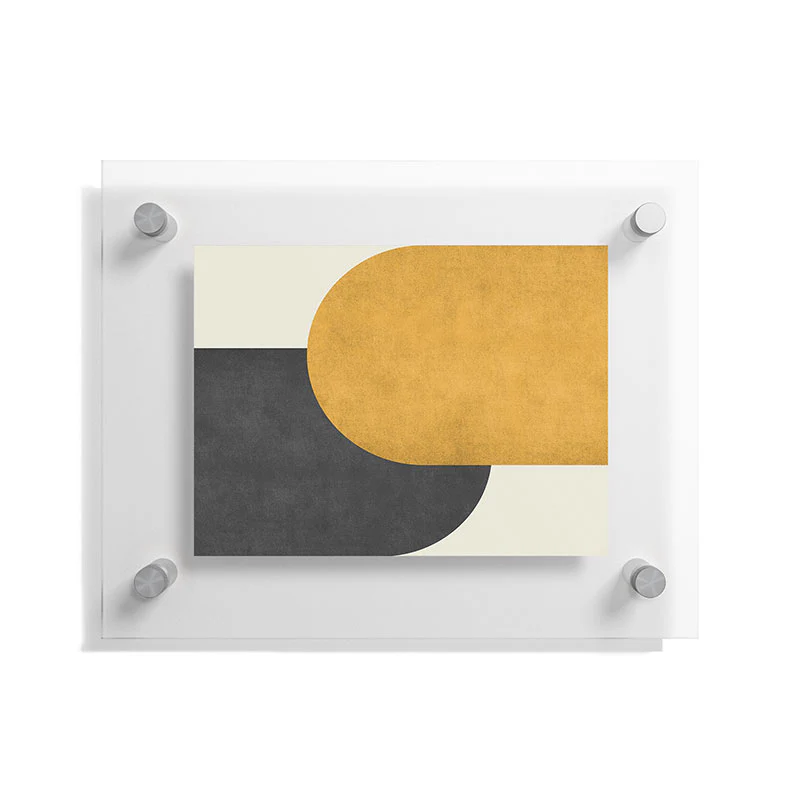 MoonlightPrint Halfmoon Colorblock Gld Blck Floating Acrylic Print - Image 3