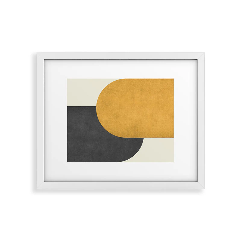 MoonlightPrint Halfmoon Colorblock Gld Blck Framed Art Print - Image 47