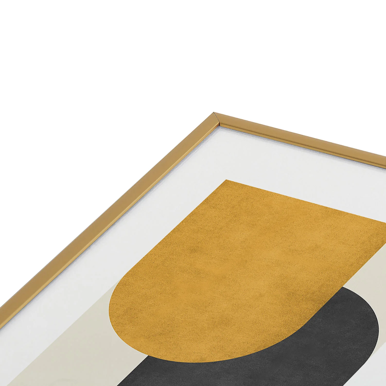 MoonlightPrint Halfmoon Colorblock Gld Blck Metal Framed Art Print - Image 3