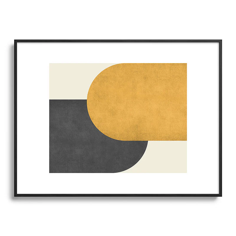 MoonlightPrint Halfmoon Colorblock Gld Blck Metal Framed Art Print - Image 33