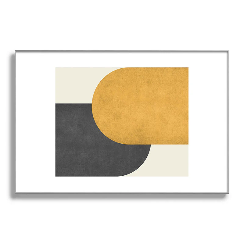 MoonlightPrint Halfmoon Colorblock Gld Blck Metal Framed Art Print - Image 41