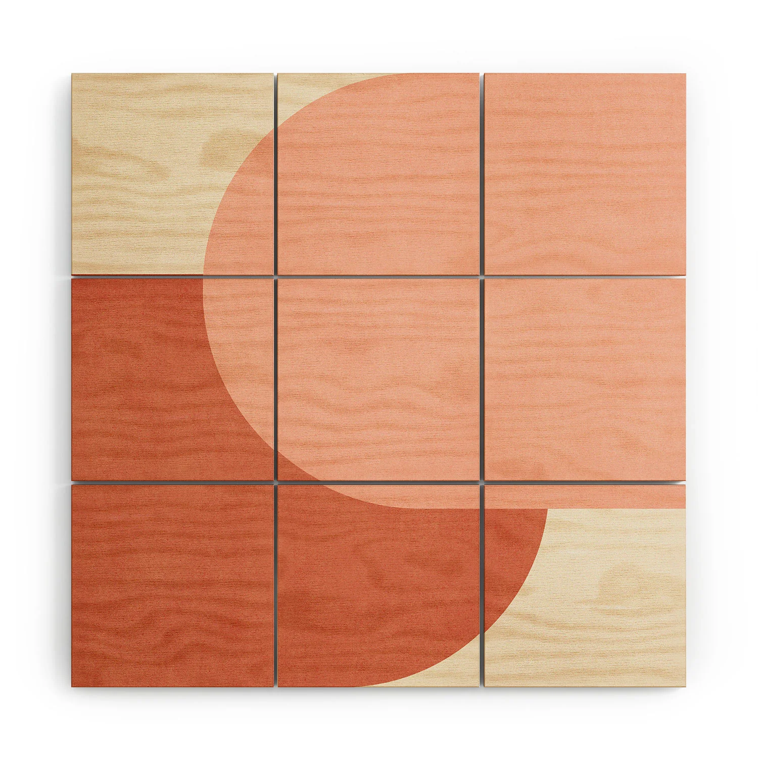MoonlightPrint Halfmoon Colorblock Pink Wood Wall Mural - Image 3