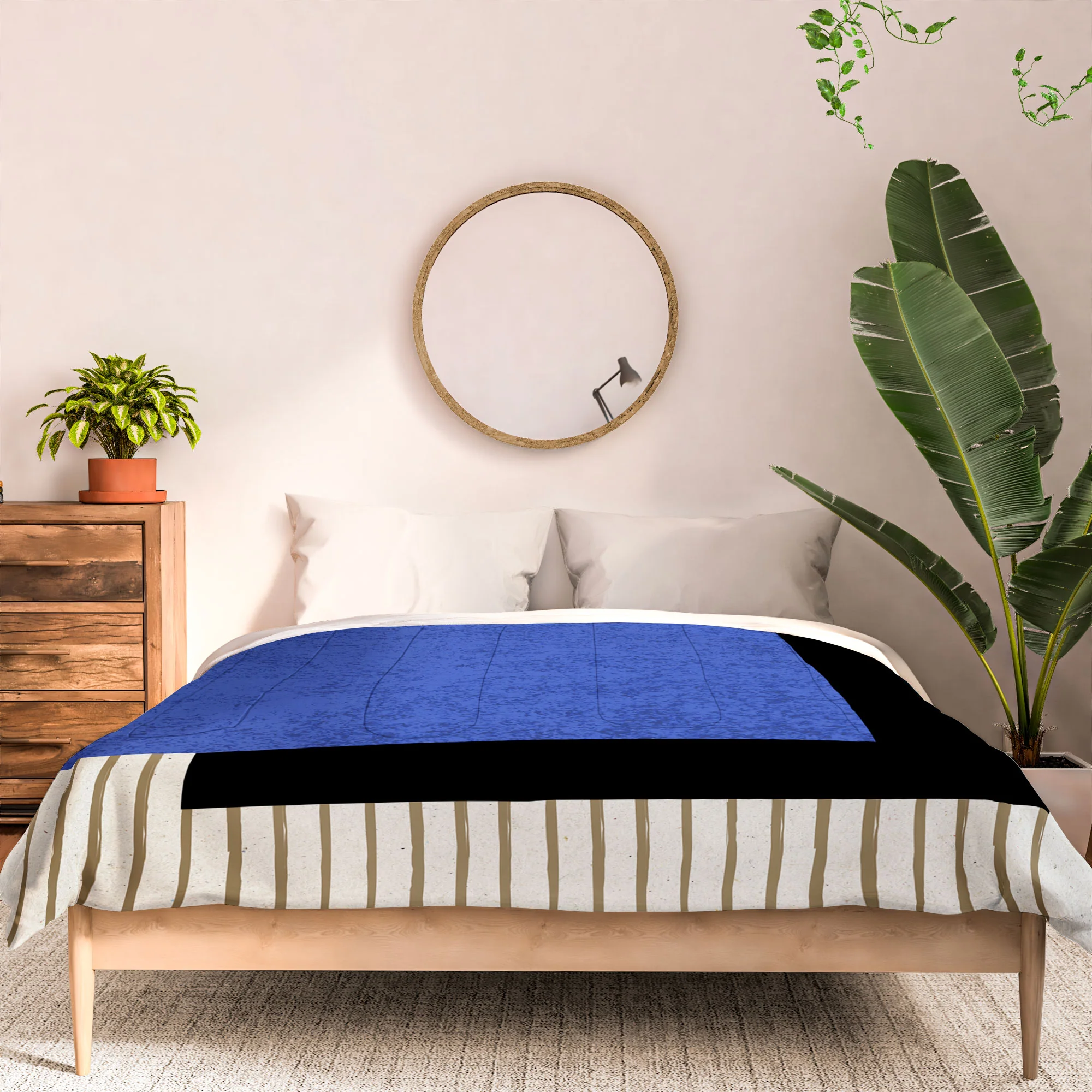 MoonlightPrint Square Blue Stripes Comforter - Image 15