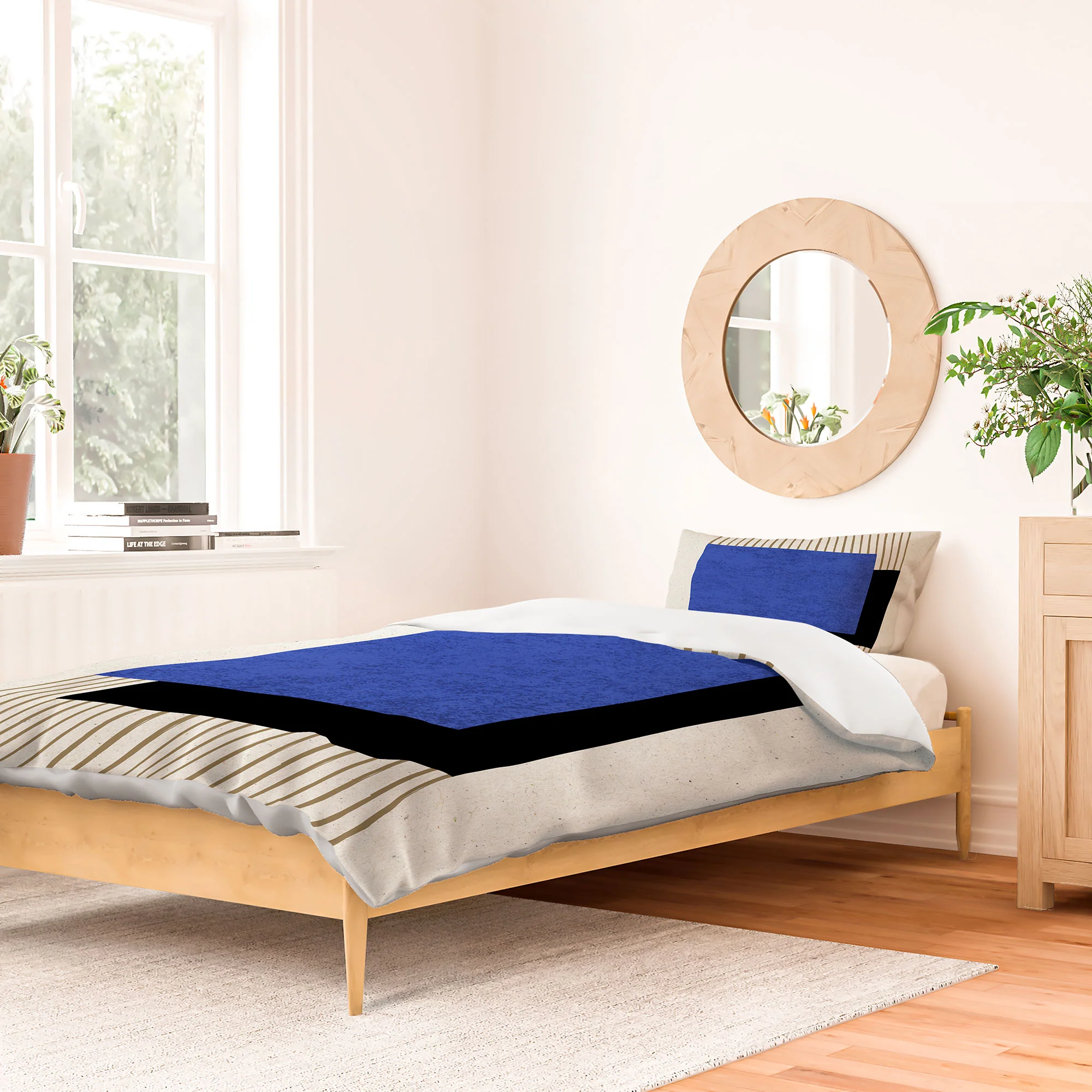 MoonlightPrint Square Blue Stripes Duvet Cover - Image 30