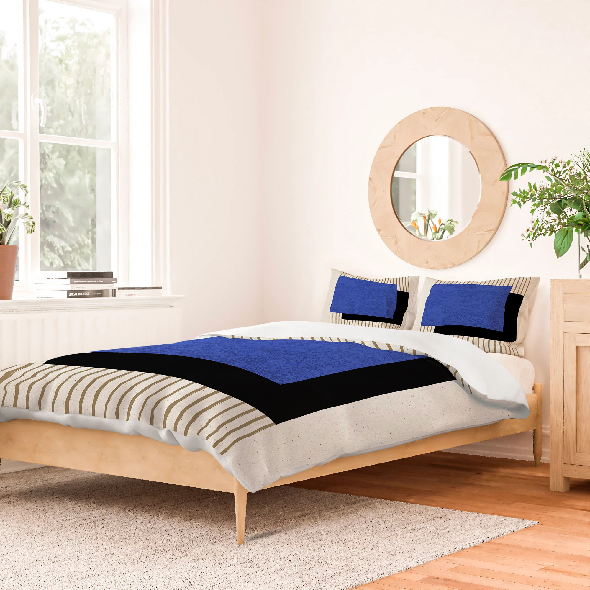 MoonlightPrint Square Blue Stripes Duvet Cover - Image 34
