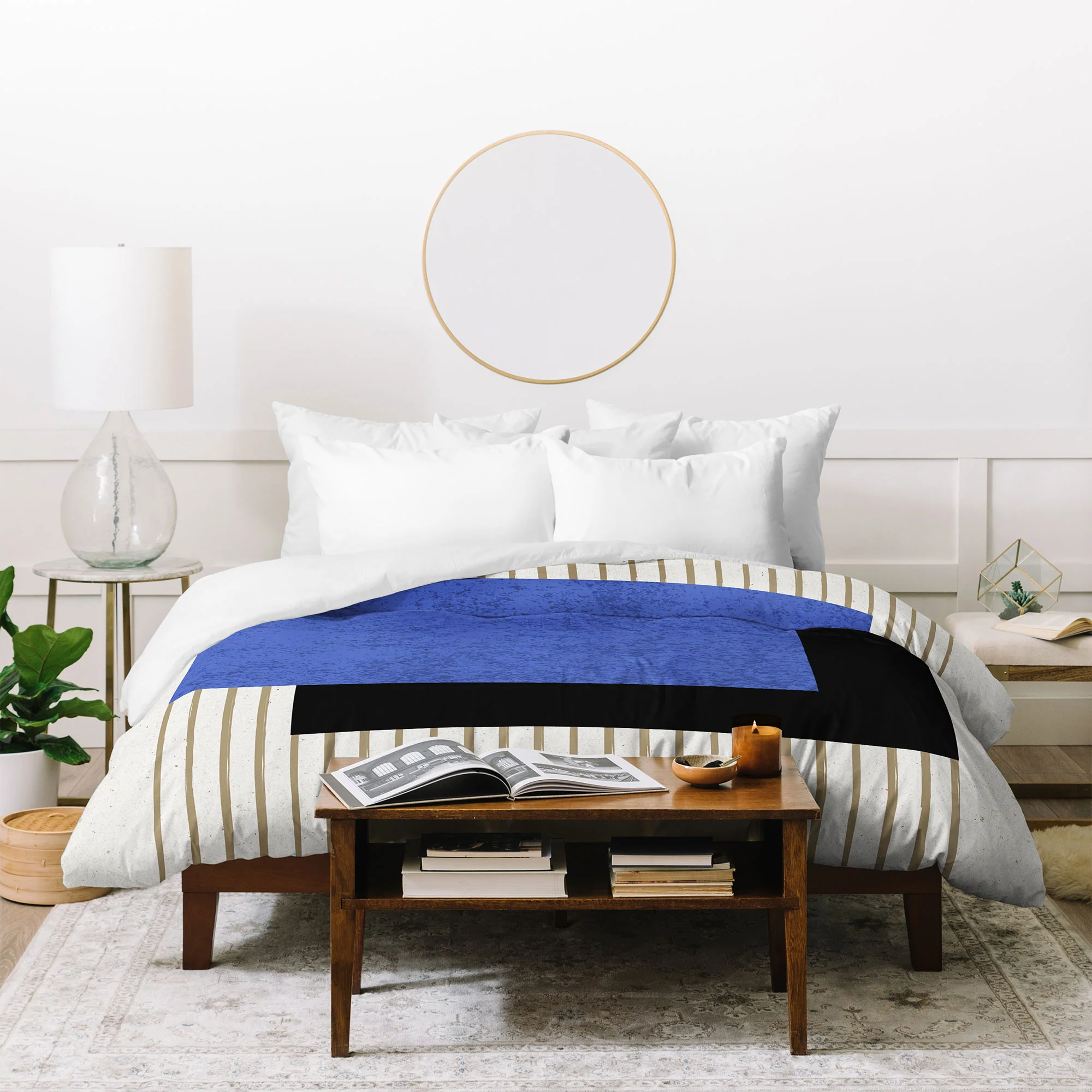 MoonlightPrint Square Blue Stripes Duvet Cover - Image 4