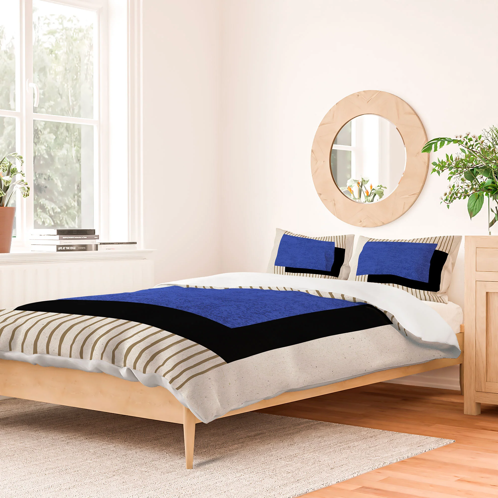 MoonlightPrint Square Blue Stripes Duvet Cover - Image 42