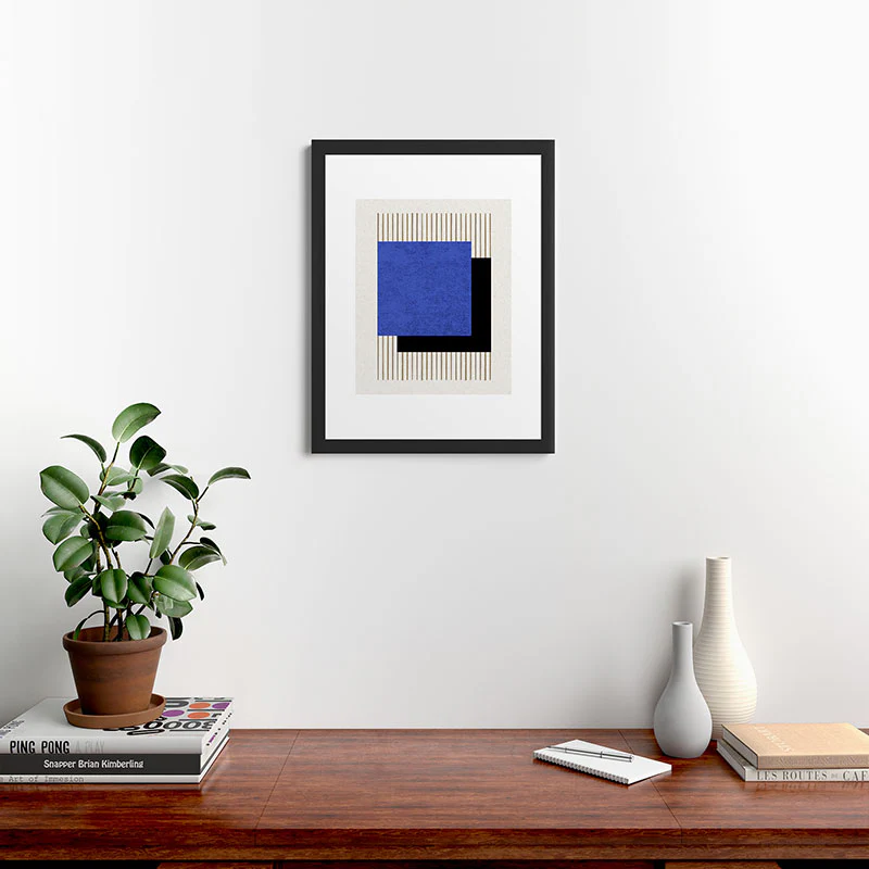 MoonlightPrint Square Blue Stripes Framed Art Print - Image 10