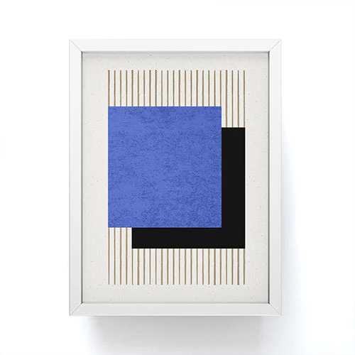 MoonlightPrint Square Blue Stripes Framed Mini Art Print