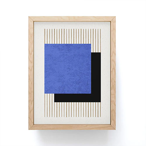MoonlightPrint Square Blue Stripes Framed Mini Art Print - Image 4